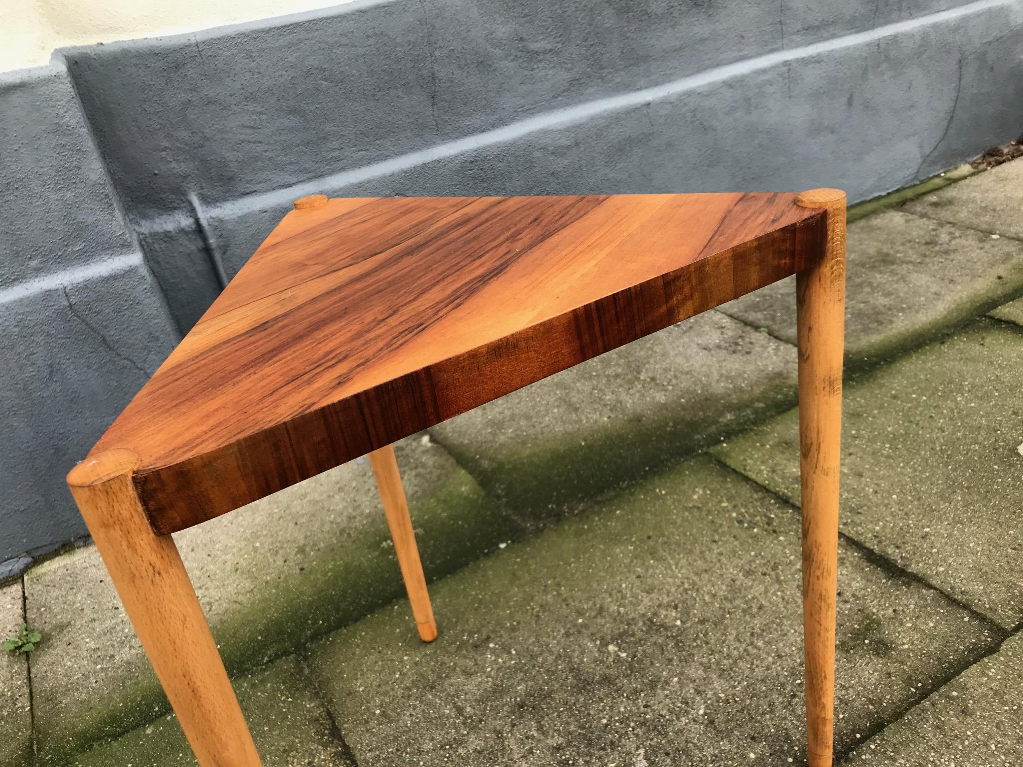 Veneer Danish Walnut and Oak Side Table by Edmund Jørgensen, 1960s For Sale