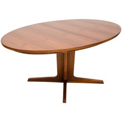 Danish Walnut Oval Dining Table Two Leaves by Bernard Pedersen