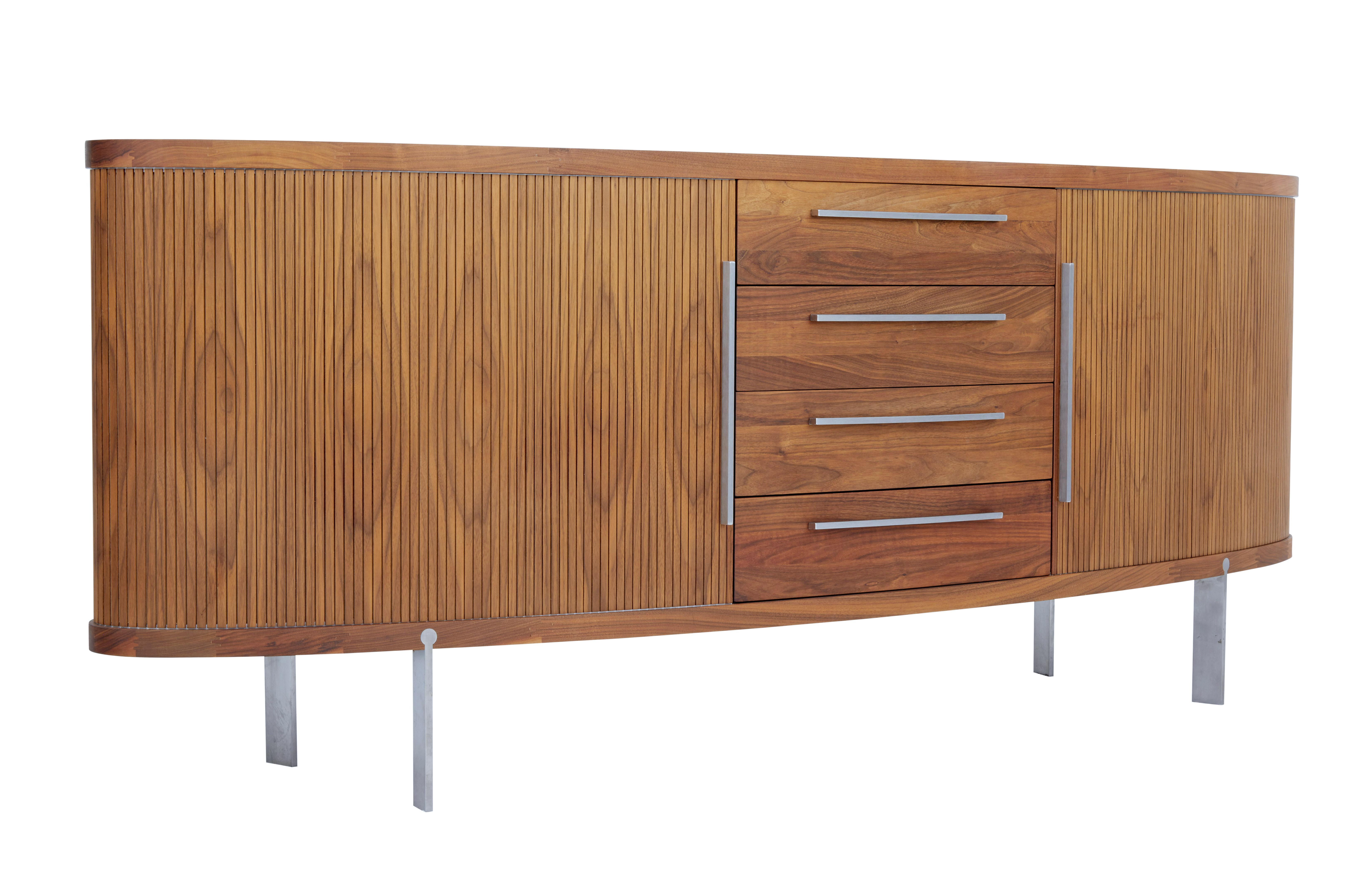 Modern Danish Walnut Oval Tambour Naver Sideboard by Nissen and Gehl Mdd