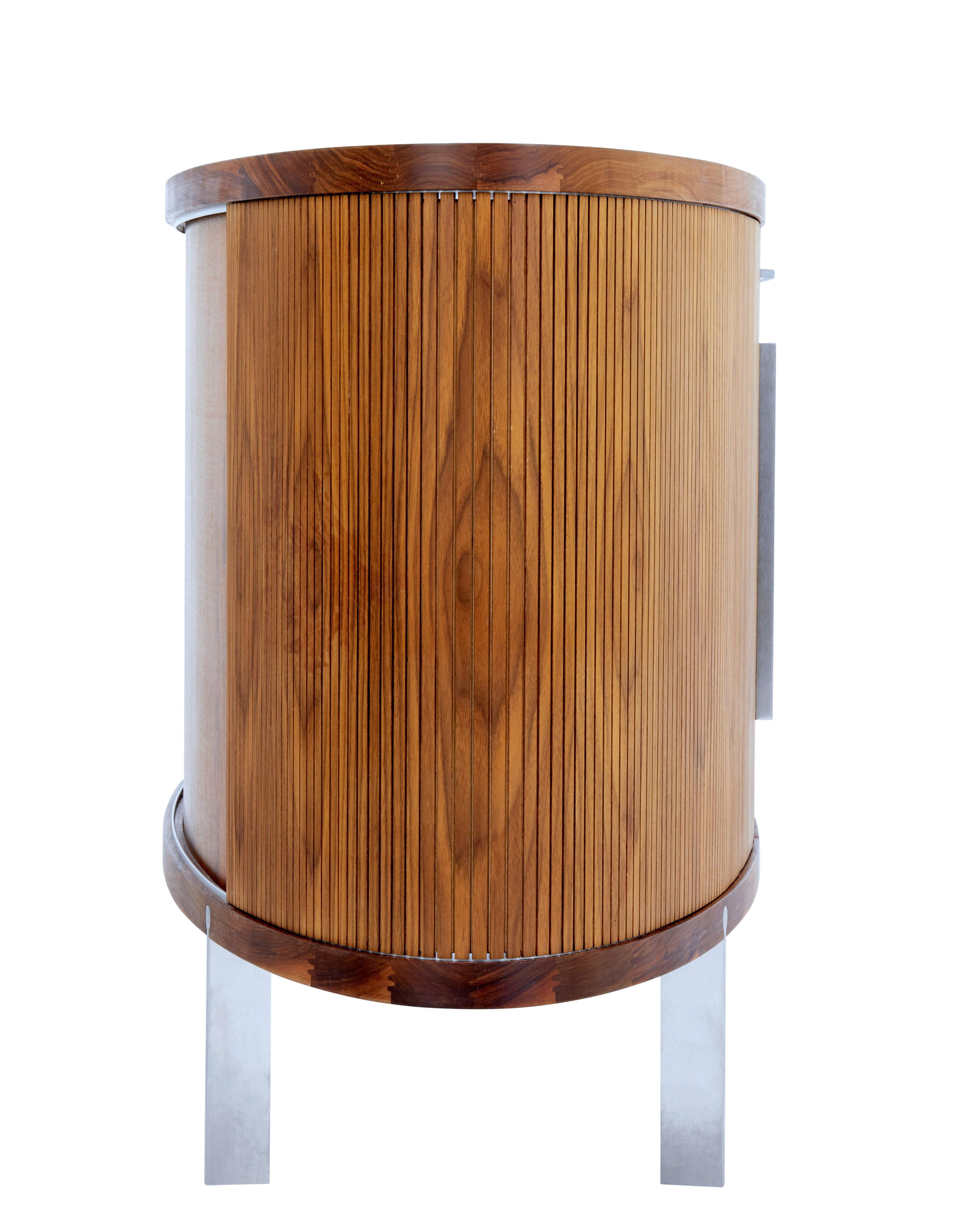 Woodwork Danish Walnut Oval Tambour Naver Sideboard by Nissen and Gehl Mdd