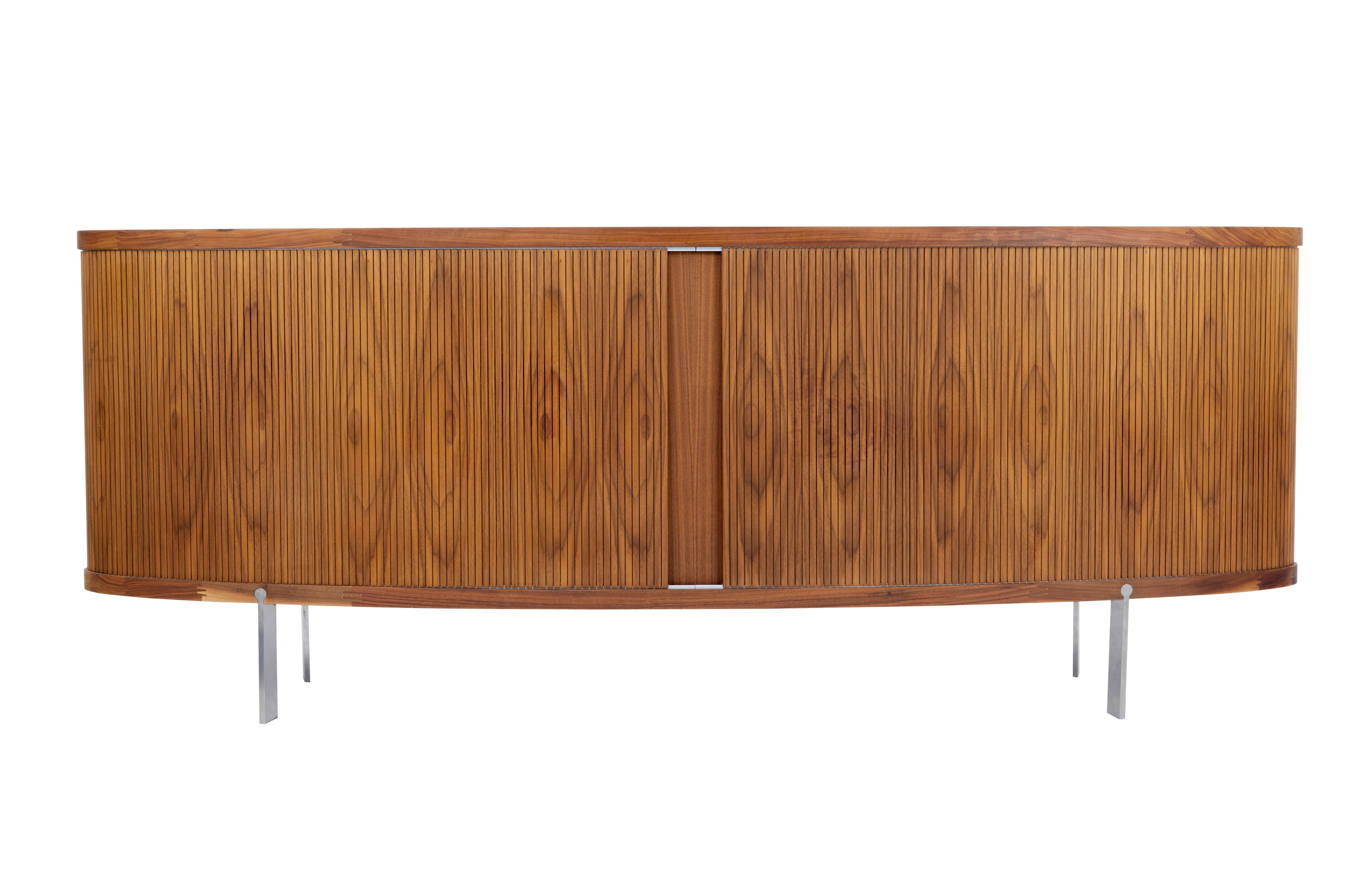 Woodwork Danish Walnut Oval Tambour Naver Sideboard by Nissen and Gehl MDD