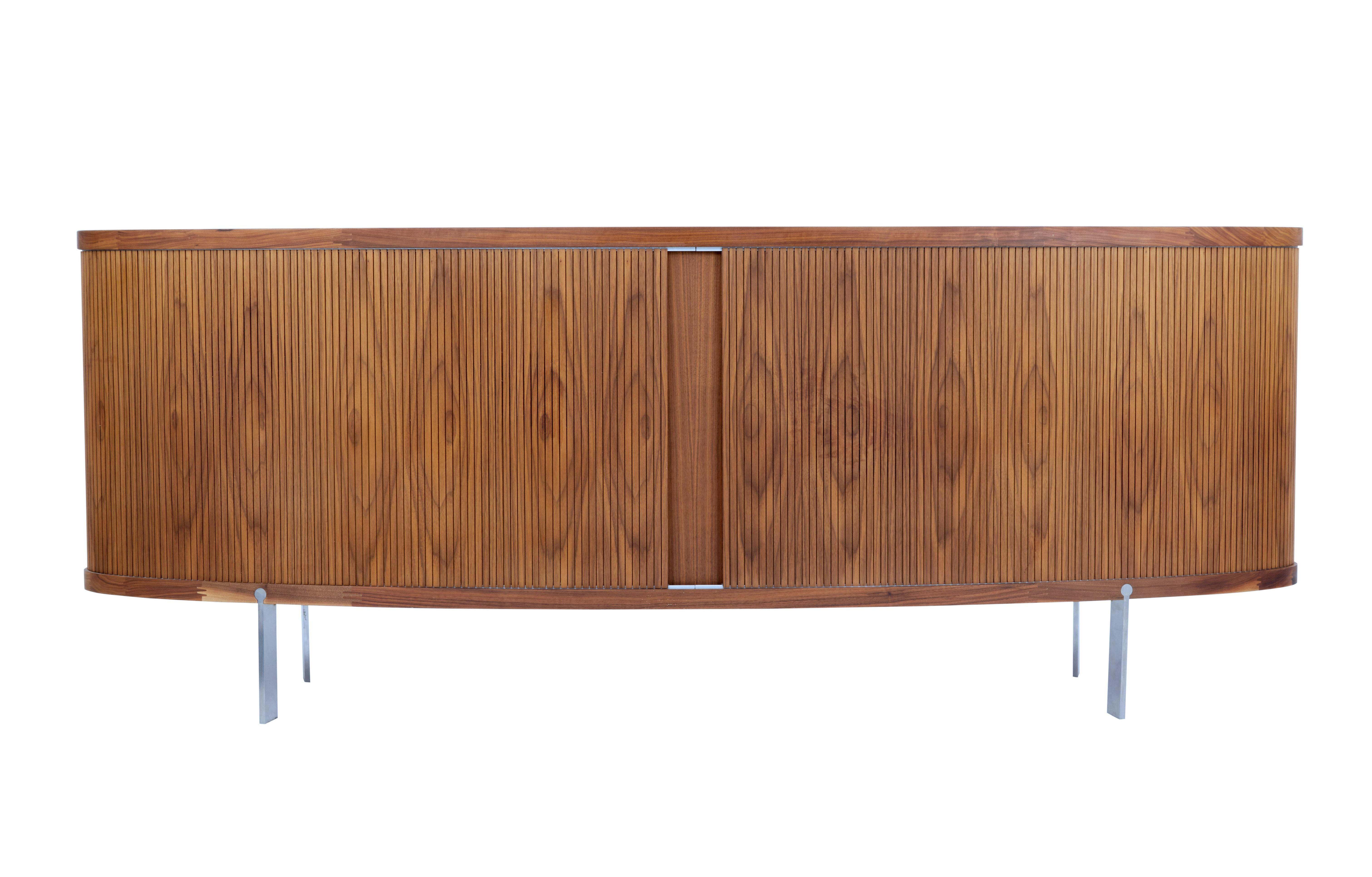 Danish Walnut Oval Tambour Naver Sideboard by Nissen and Gehl Mdd 1