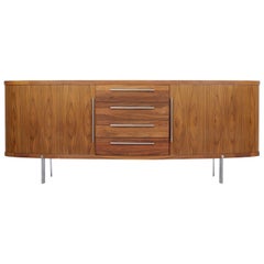 Danish Walnut Oval Tambour Naver Sideboard by Nissen and Gehl MDD