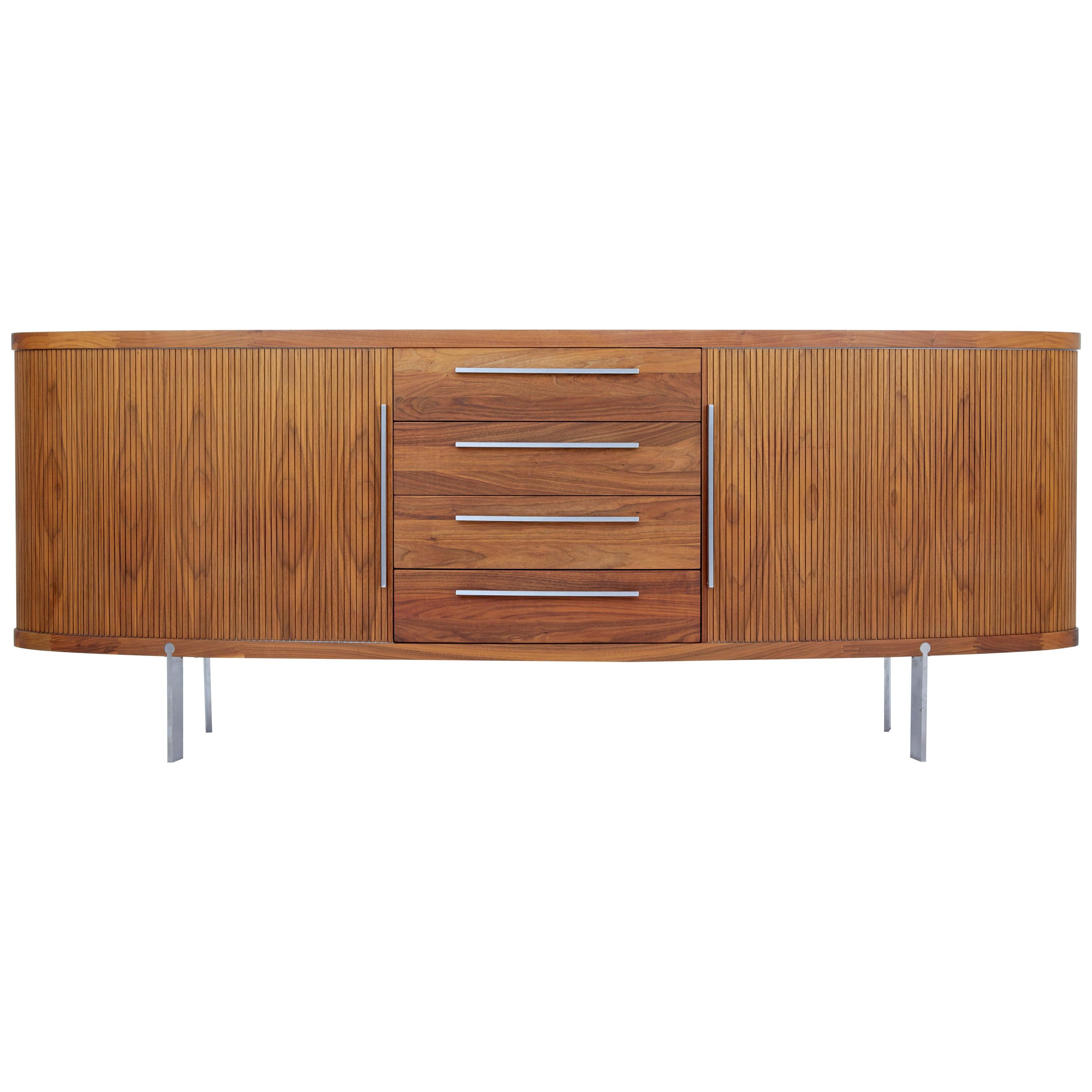 Danish Walnut Oval Tambour Naver Sideboard by Nissen and Gehl Mdd