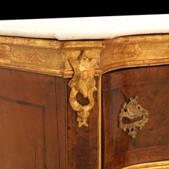 Danish Walnut Veneered & Gilt Rococo Commode in the Manner of Ortmann Copenhagen