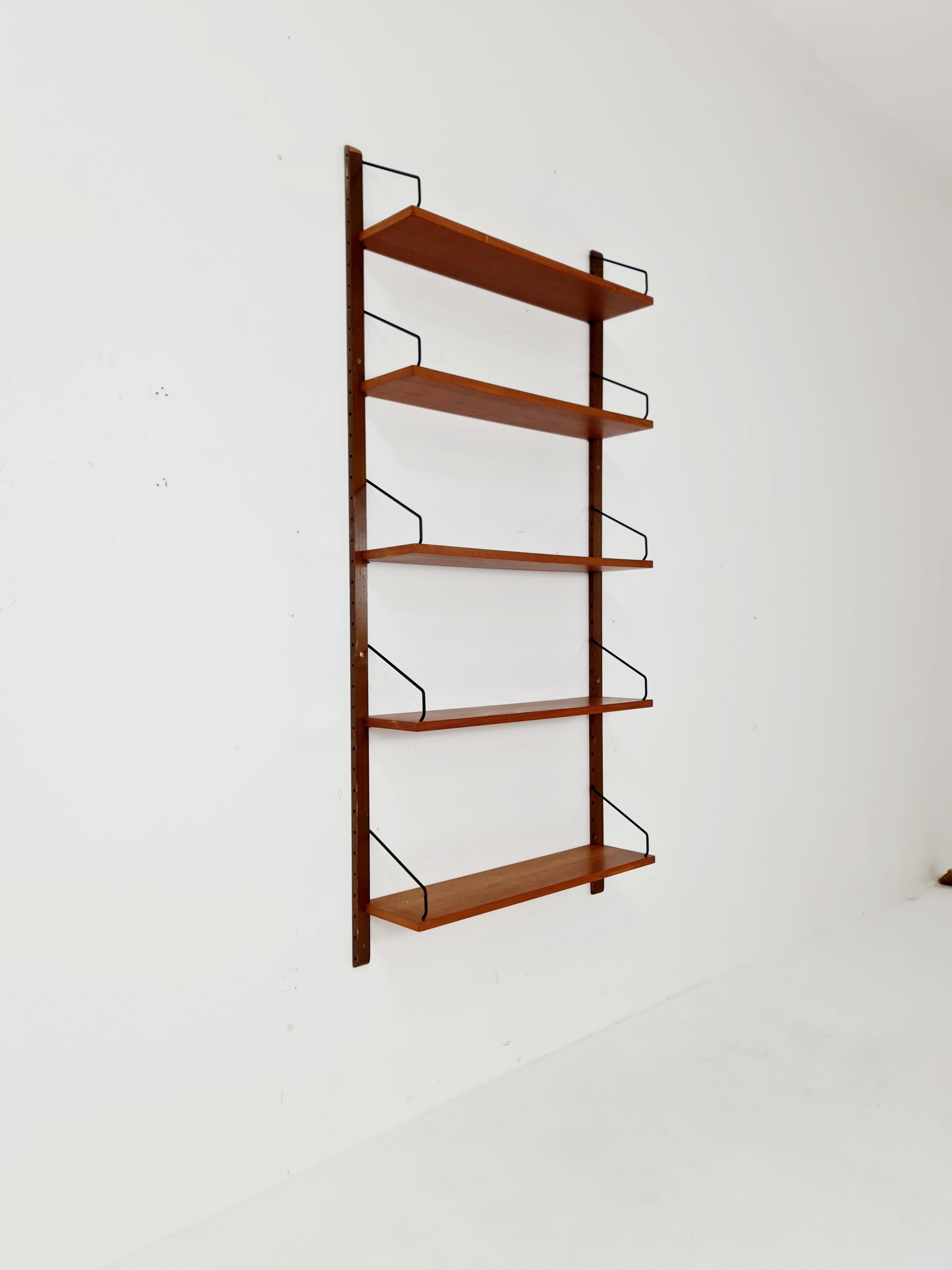 Mid-Century Modern Danish walnut Wall-Mounted Shelving Unit, by Royal for  Poul Cadovius, 1960s