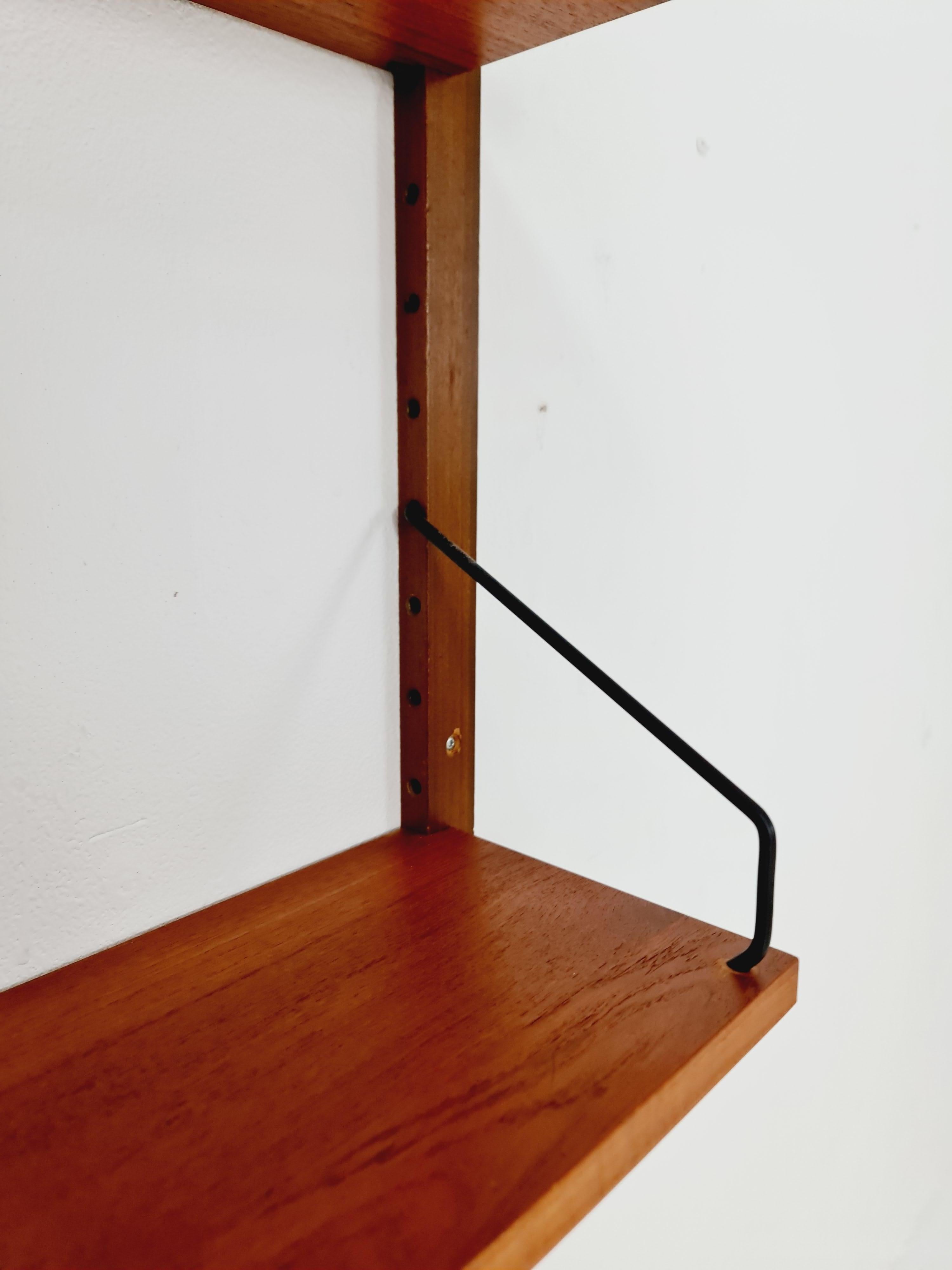 Metal Danish walnut Wall-Mounted Shelving Unit, by Royal for  Poul Cadovius, 1960s