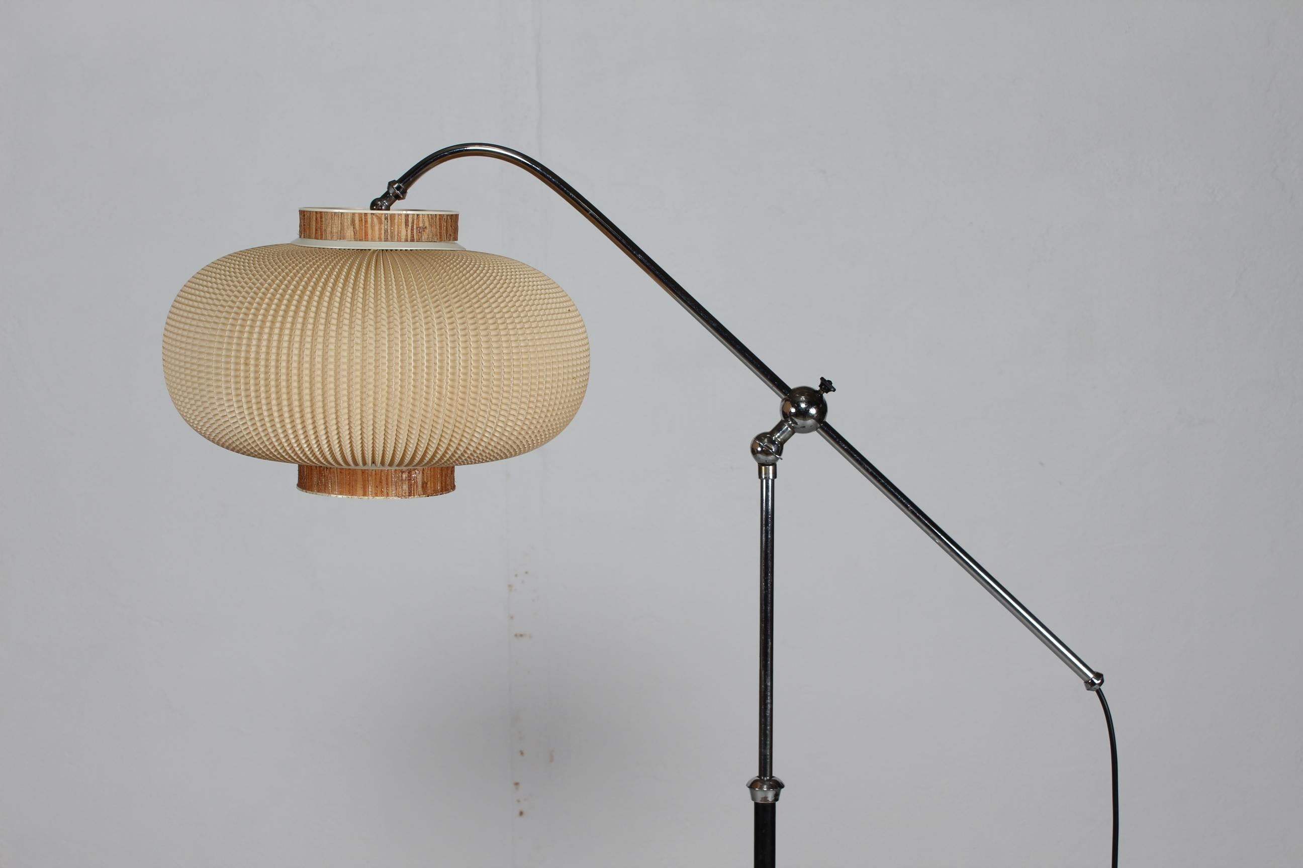 Danish Waterpump Art Deco Floor Lamp 1940s with Lars Eiler Schiøler Shade, 1960s 3