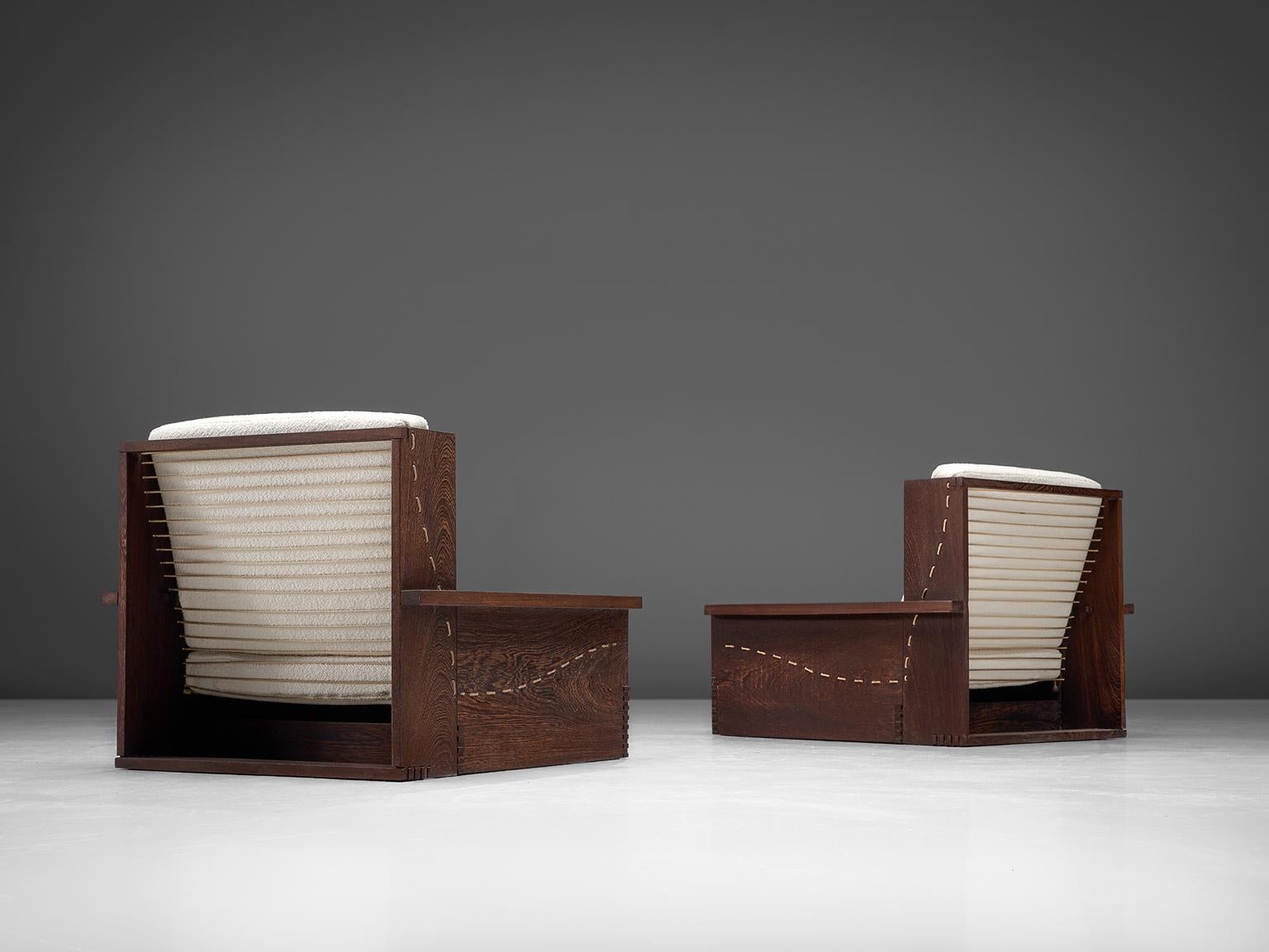 Scandinavian Modern Danish Wenge Pair of Lounge Chairs in Woolen Pierre Frey