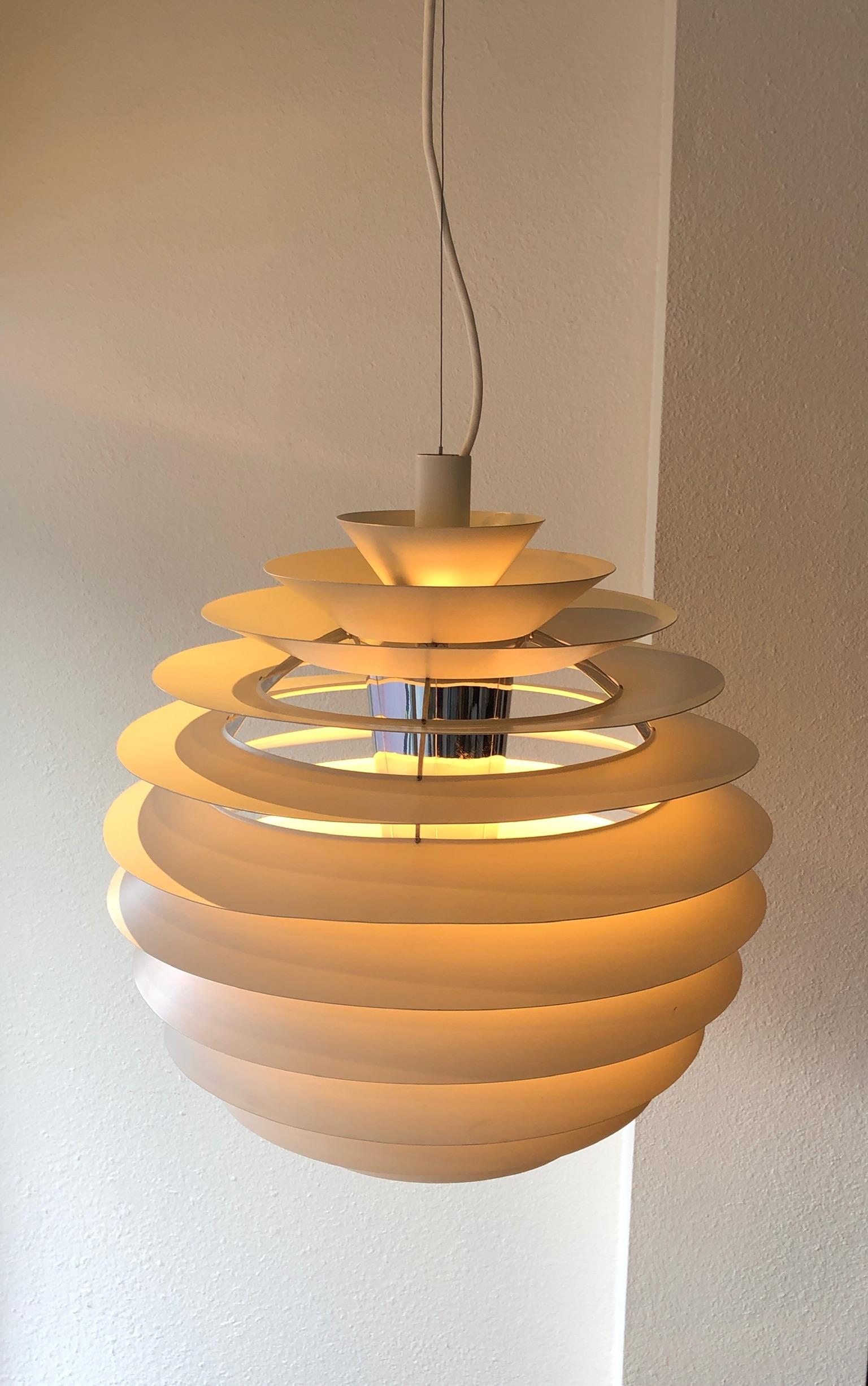 Lacquered Danish White and Chrome 1957 Pendant Lamp by Poul Henninsen for Louis Poulsen