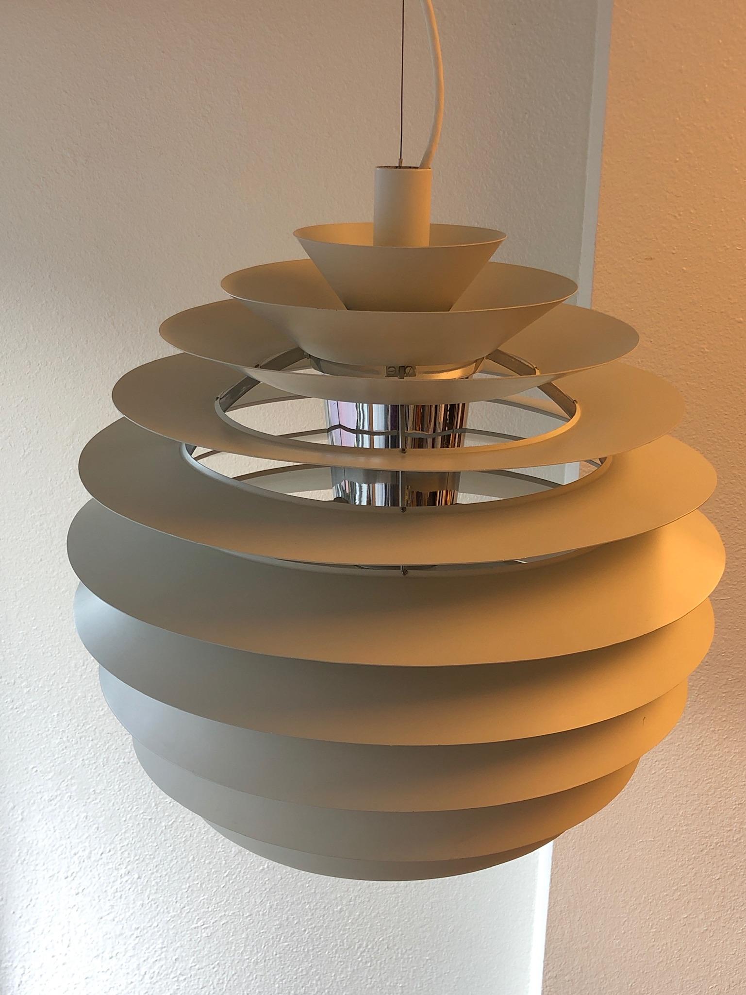 Mid-20th Century Danish White and Chrome 1957 Pendant Lamp by Poul Henninsen for Louis Poulsen