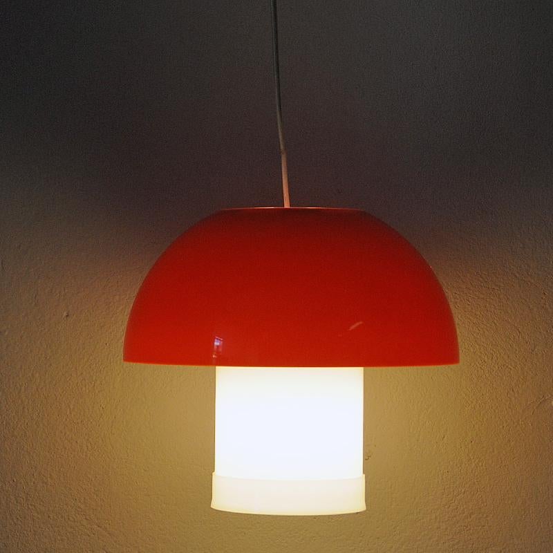 Acrylic Danish White and Orange Space Age Tablelamp and Pendant by Bent Karlby 1970s