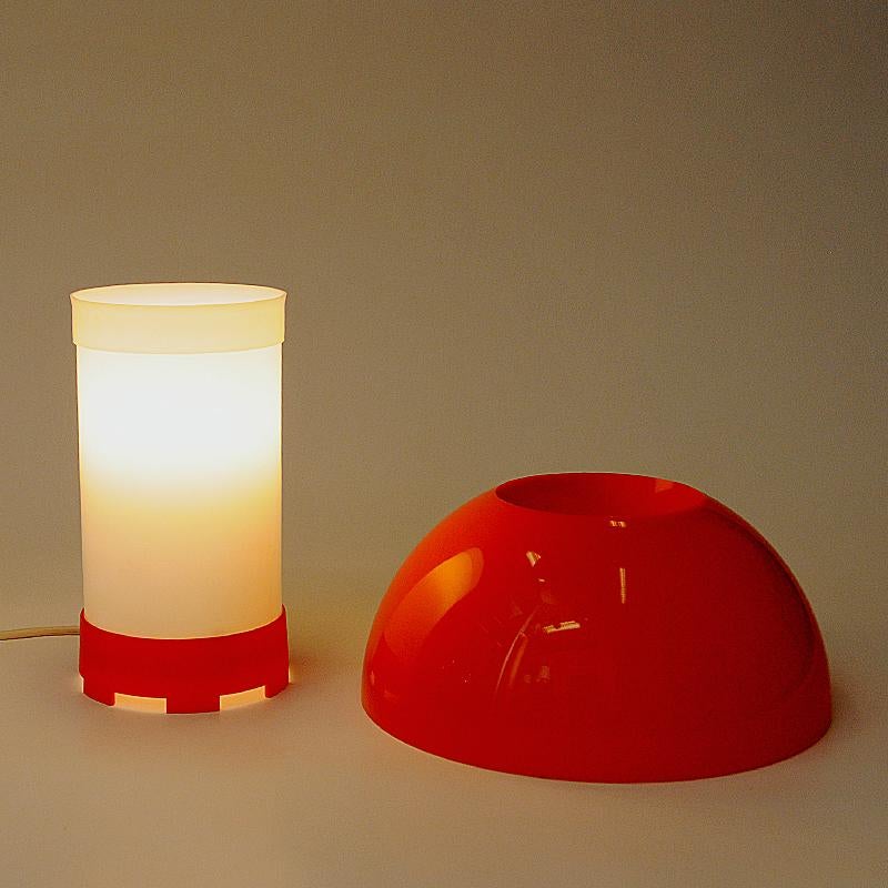 Danish White and Orange Space Age Tablelamp and Pendant by Bent Karlby 1970s 2