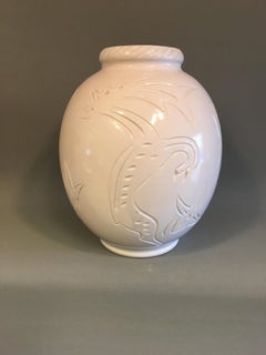 Danish White Ceramic Vase with White Glasur, by Michael Andersen