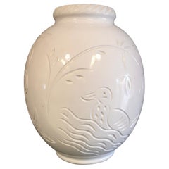 Danish White Ceramic Vase with White Glasur, by Michael Andersen