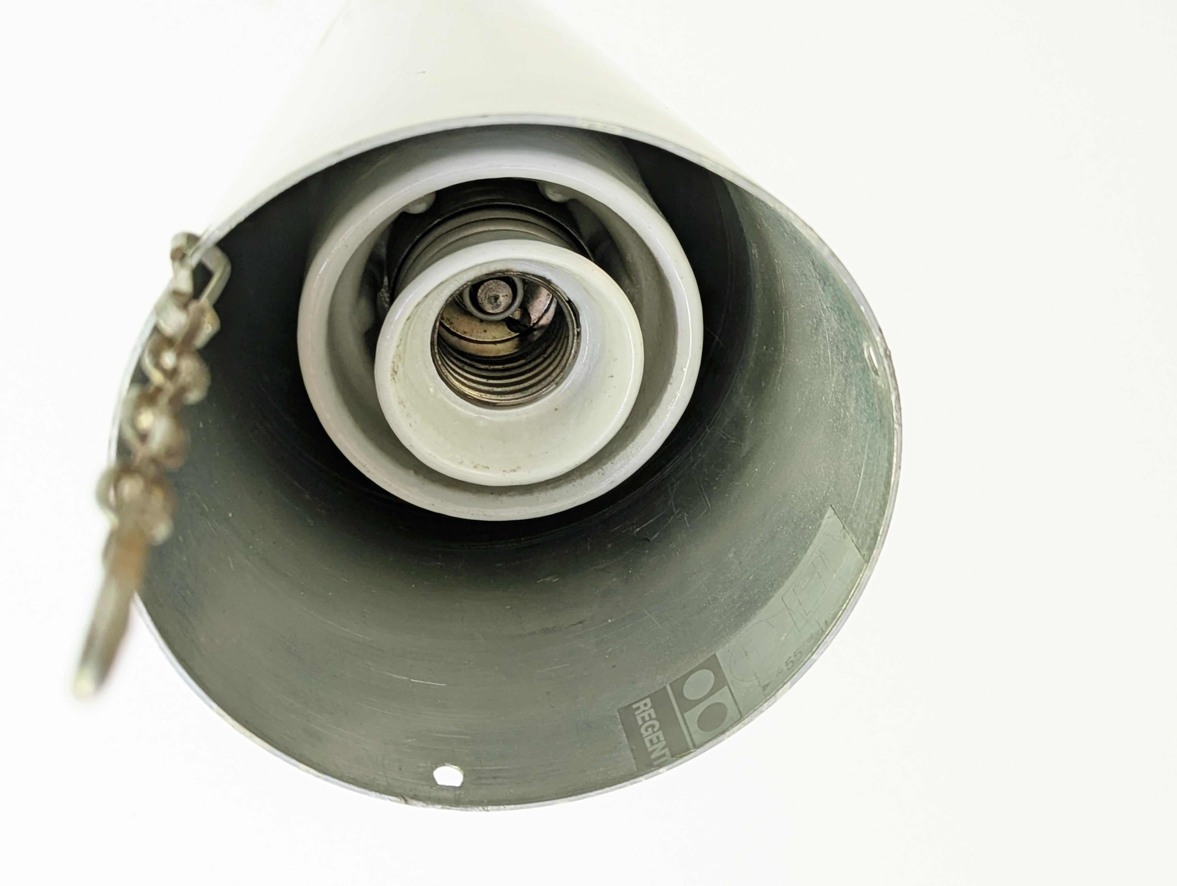 Painted Danish White Metal 1960s pendant lamp by Regent For Sale