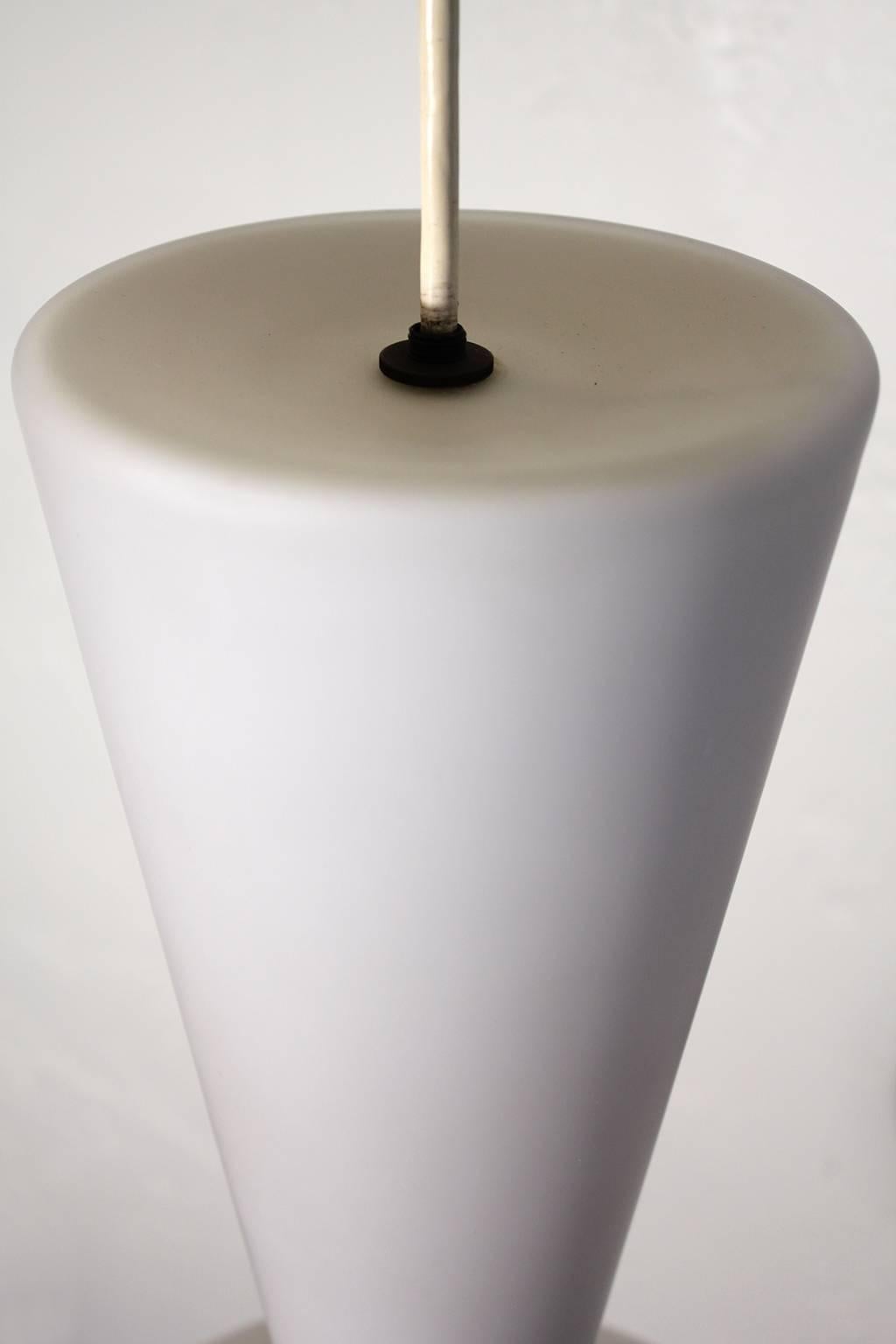 Danish White Opal Frosted Glass Hanging Pendant Lamp by Holmegaard In Excellent Condition In San Diego, CA
