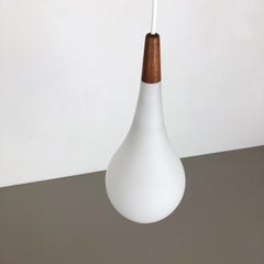 Danish White Opal Drop Glass Hanging Light by Holmegaard, Denmark, 1960s
