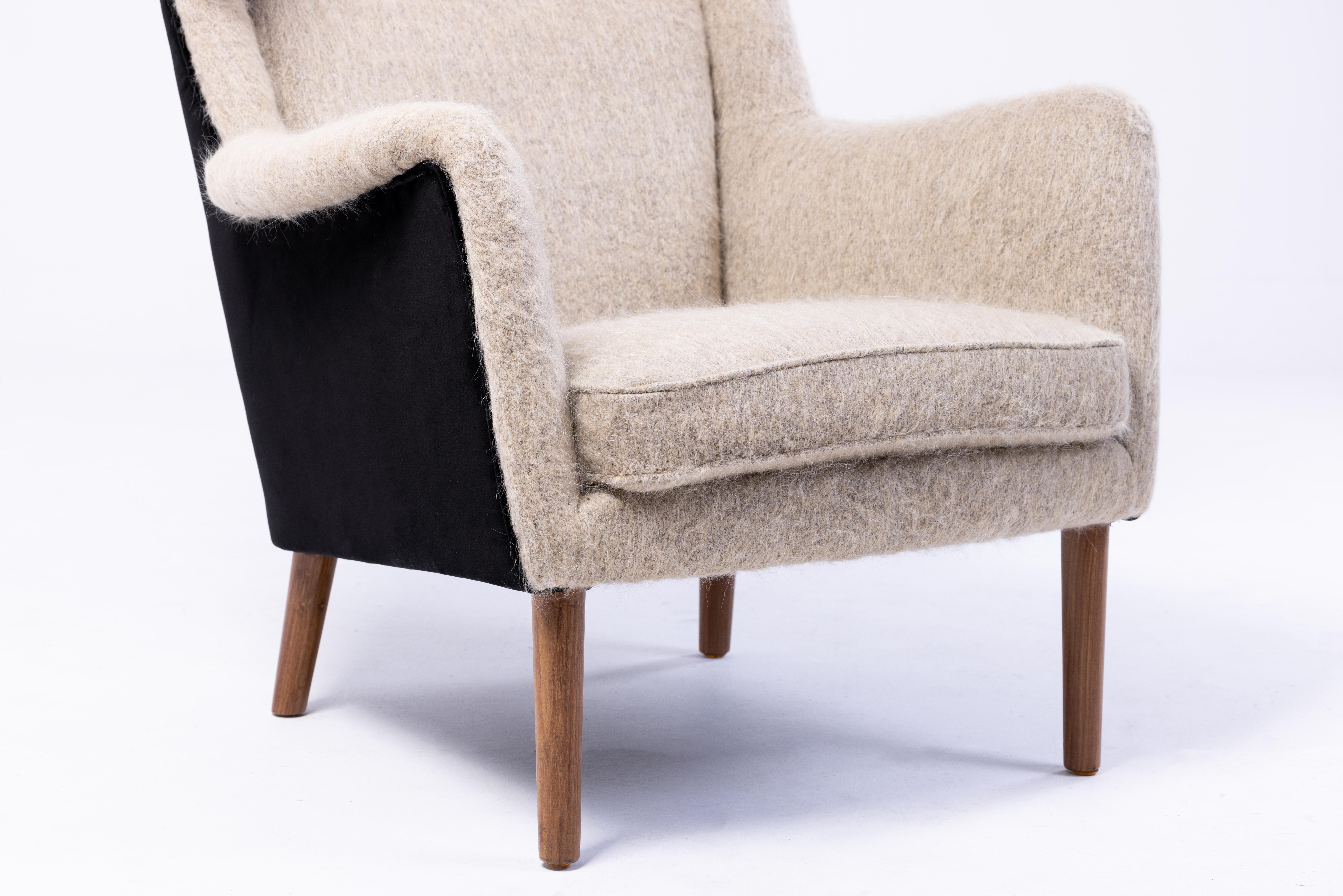Danish Wingback Armchair, 1950s, in Hèrmes and Pierre Frey Fabric 1