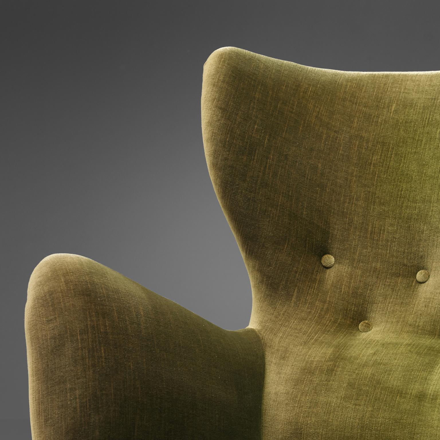 Fabric Danish Wingback Armchair