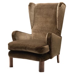 Dänischer Ohrensessel mit Eichenbeinen, Dänemark ca 1940s