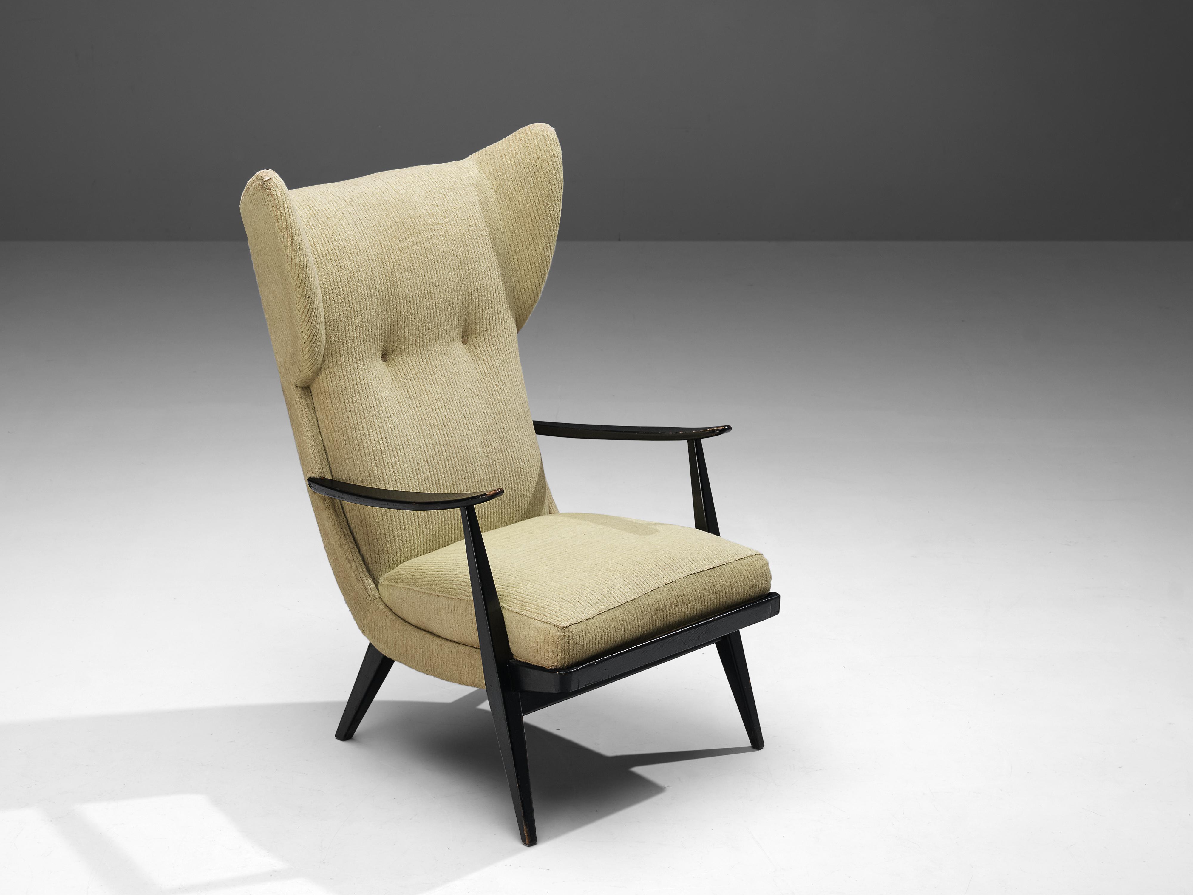 Danish Wingback Chair in Lime Upholstery 2