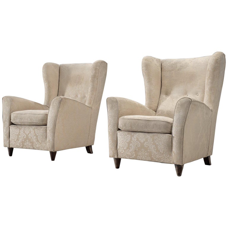 Danish Pair of Wingback Chairs in Illustrative Botanical Upholstery For