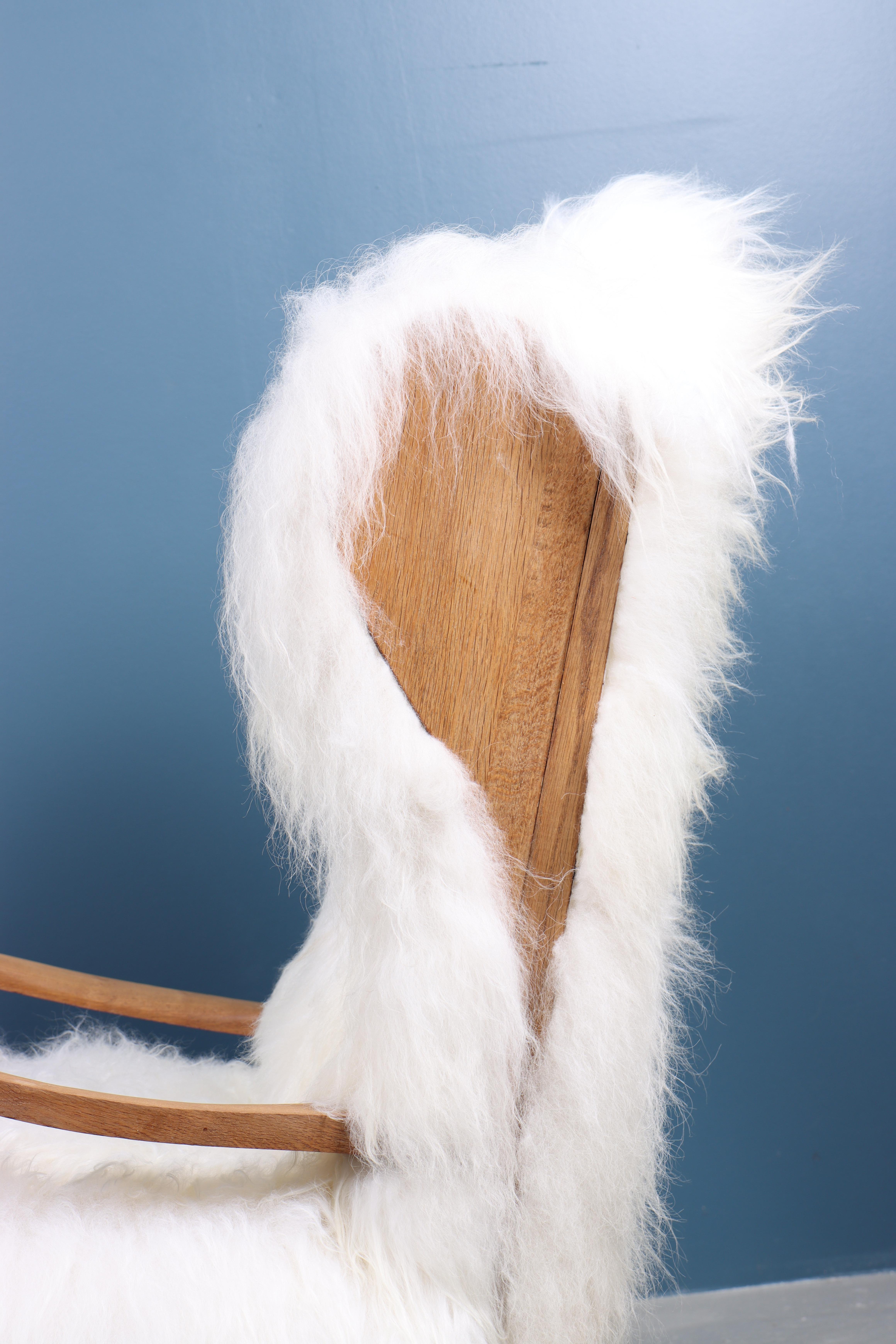 Danish Wingback Chair with Sheepskin, 1940s For Sale 1
