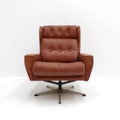 Danish Wingback Leather Lounge Chair, 1970