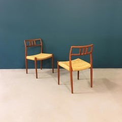 Danish Wood and Woven Rope Chairs by N. Moller for J.L. Mollers Mobelfabrik 1966