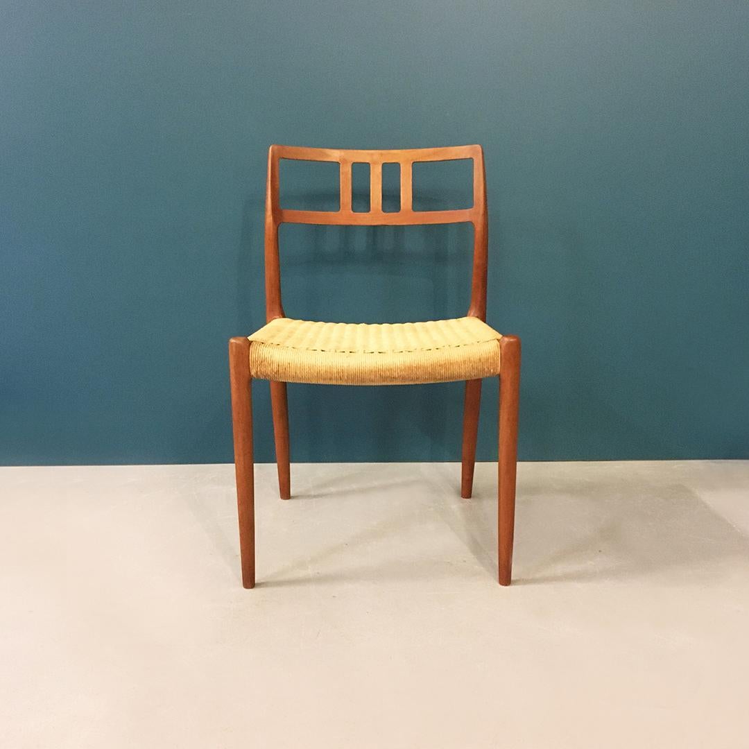 Danish Wood and Woven Rope Chairs by N. Moller for J.L. Mollers Mobelfabrik 1966 In Good Condition In MIlano, IT