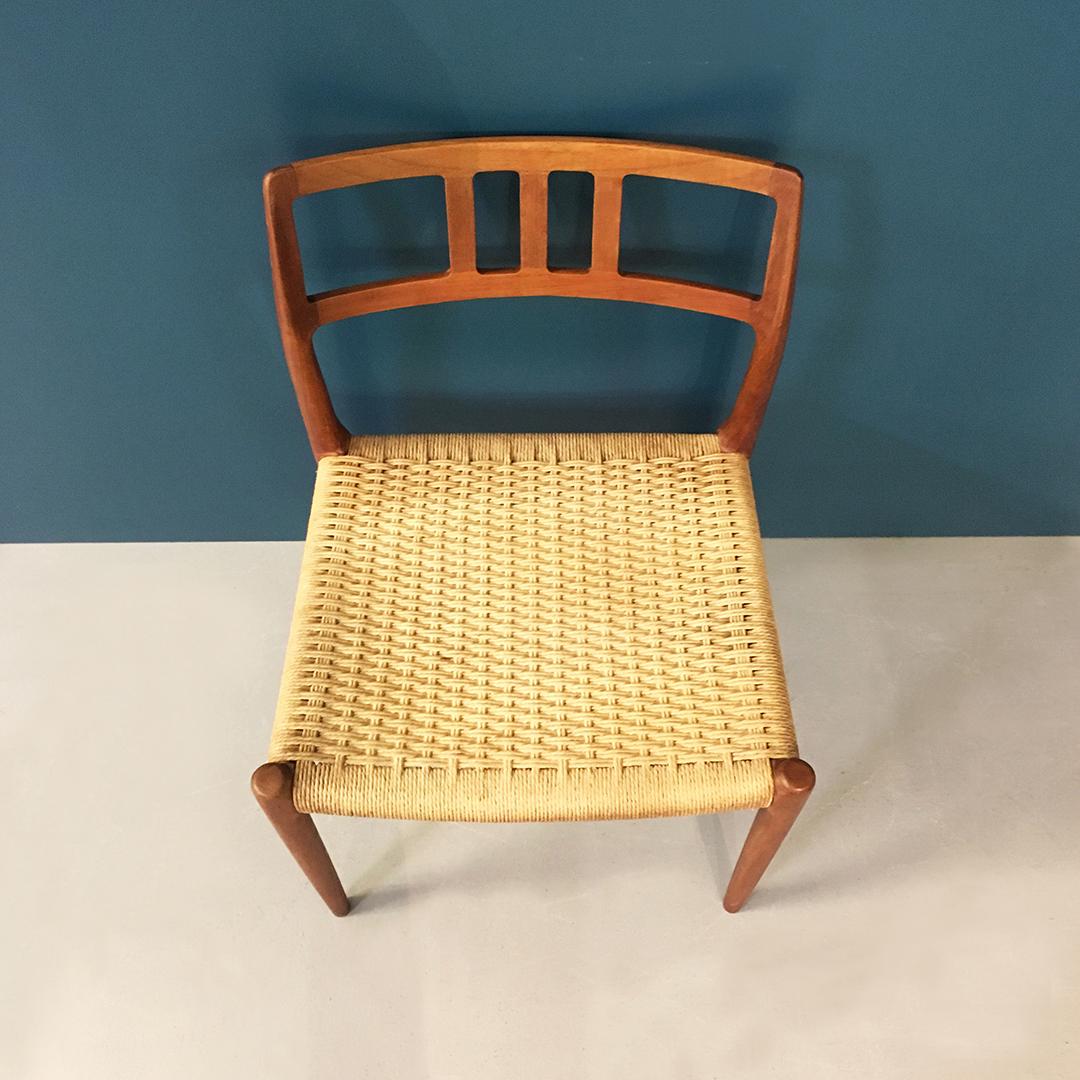 Danish Wood and Woven Rope Chairs by N. Moller for J.L. Mollers Mobelfabrik 1966 2