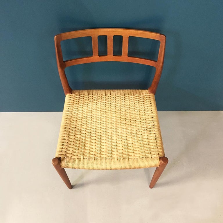Danish Wood and Woven Rope Chairs by N. Moller for J.L. Mollers Mobelfabrik 1966 at 1stDibs