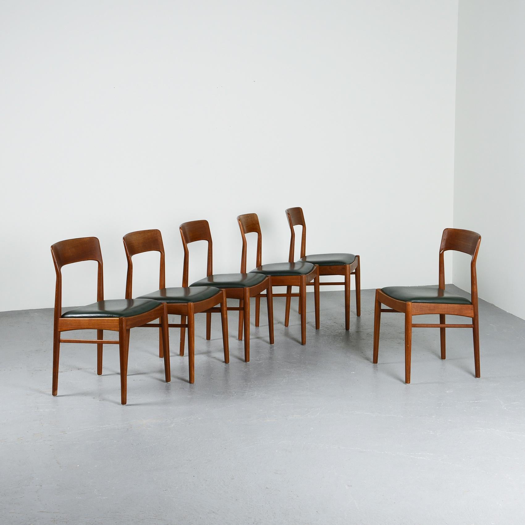 Mid-Century Modern Danish Wood Chairs, Korup Denmark circa 1960, Set of Six
