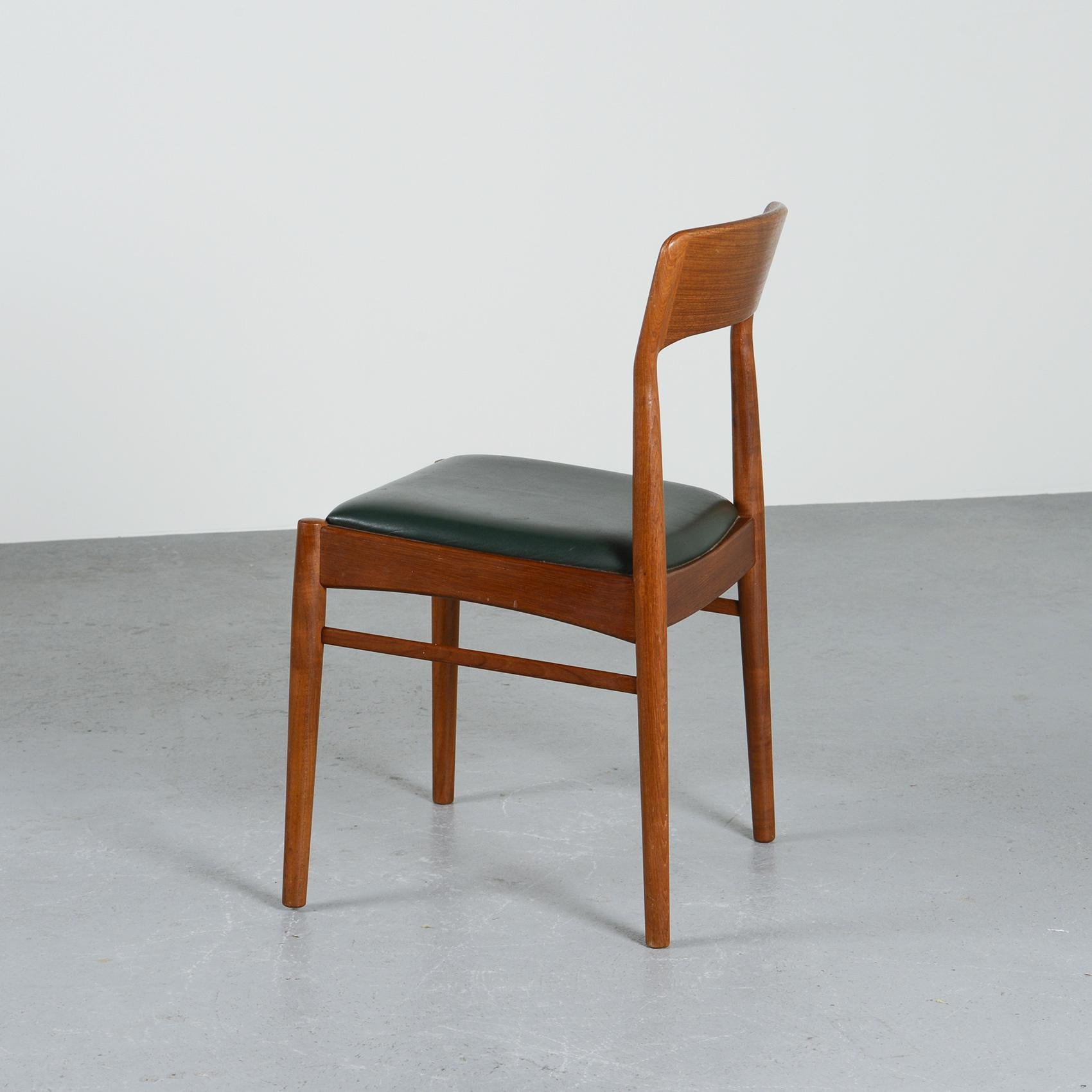 Faux Leather Danish Wood Chairs, Korup Denmark circa 1960, Set of Six