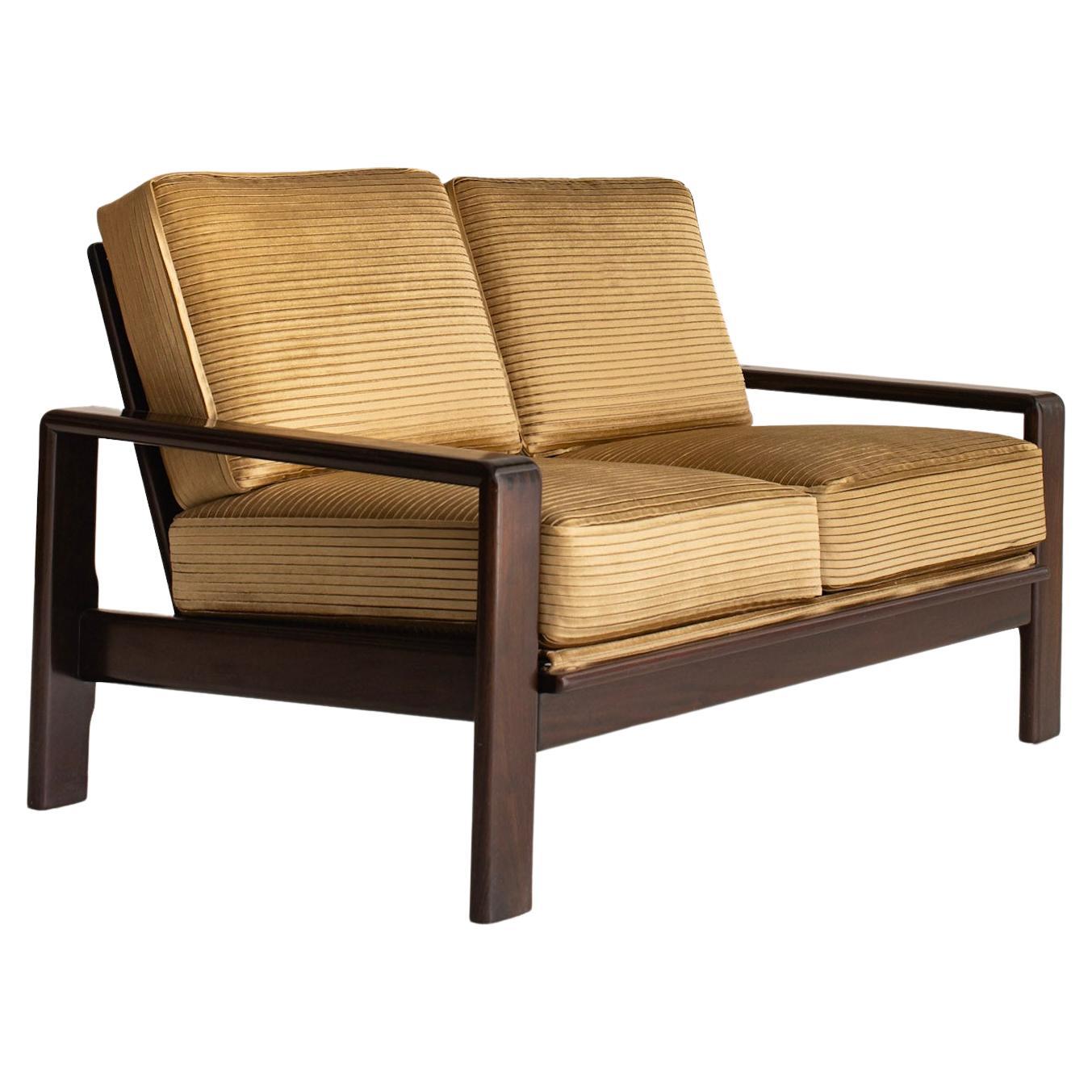 Garouste and Velvet Loveseat with Bronze Legs For Sale at 1stDibs