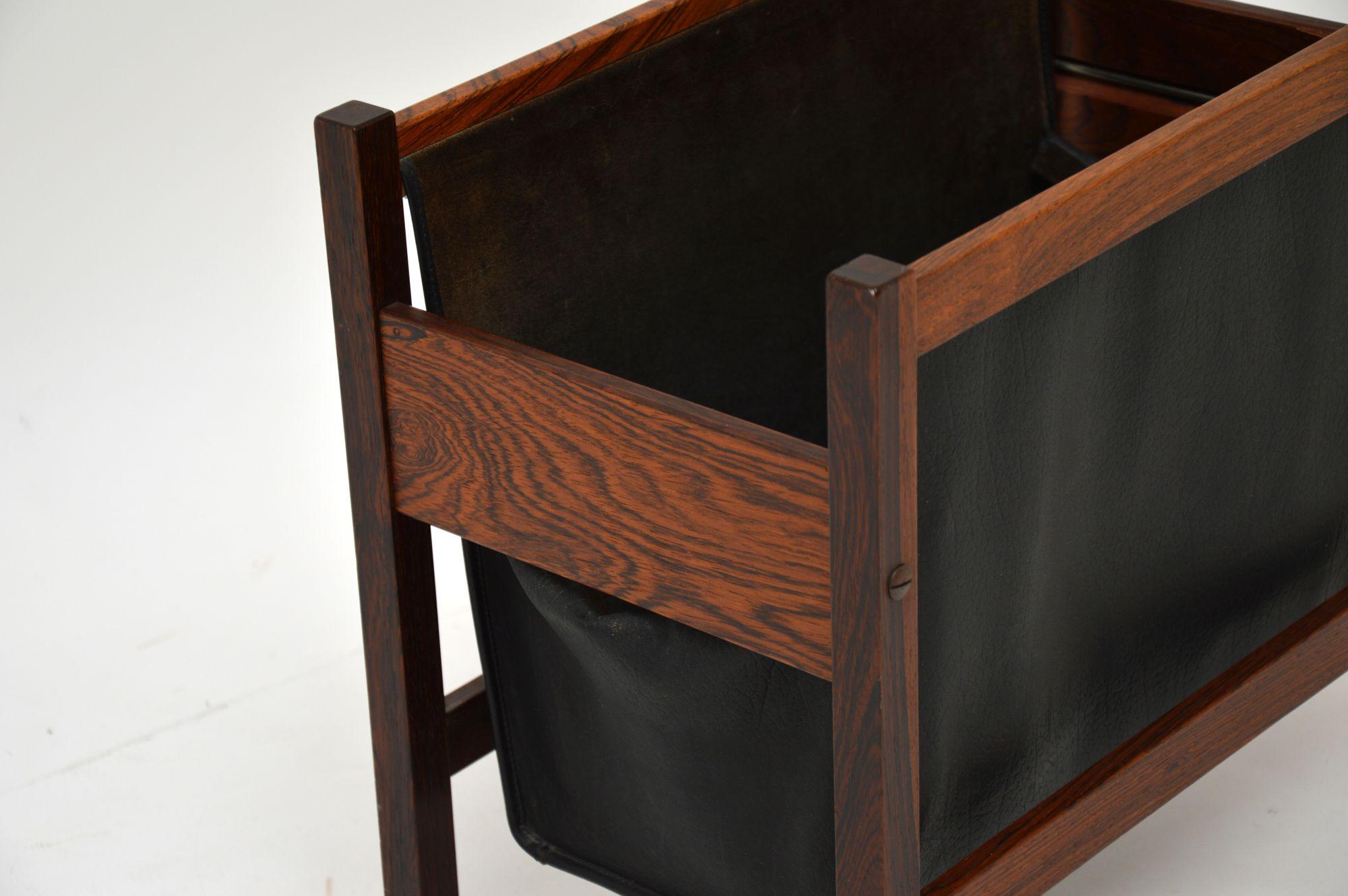Danish Wood and Leather Magazine or Paper Holder 4