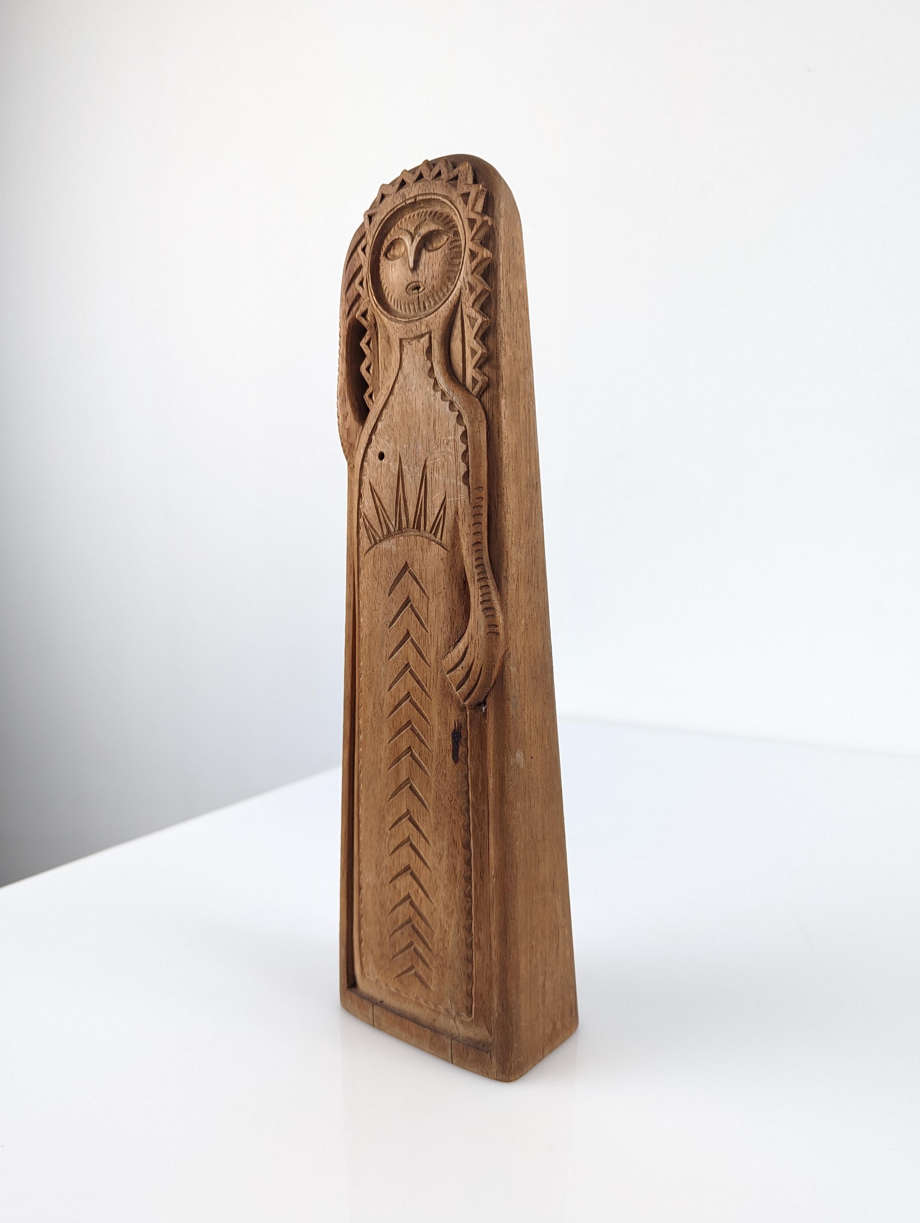 Very interesting sculpture of Danish origin carved in wood and signed on the base by the artist to be documented.