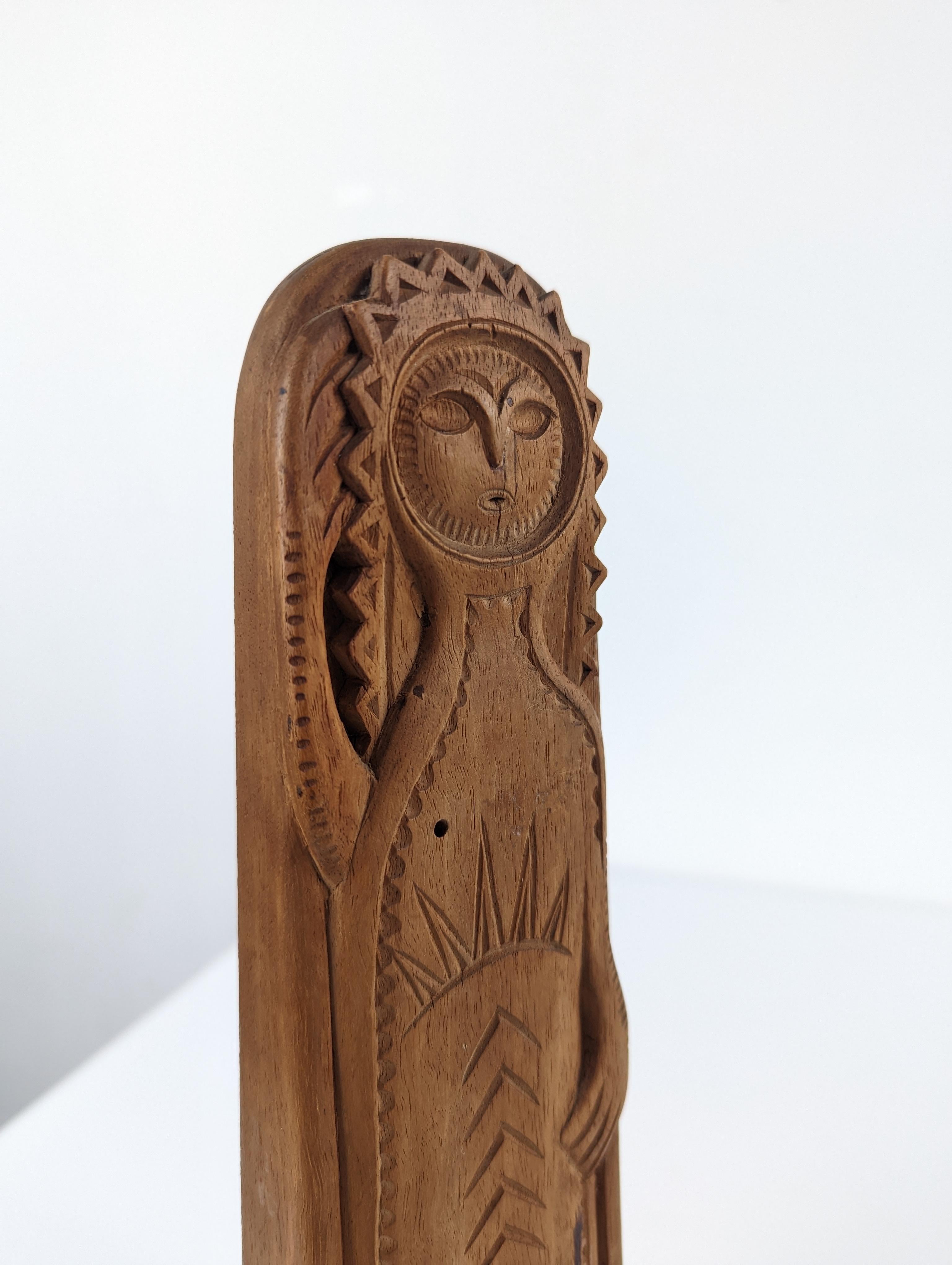 Wood Danish woodcarved sculpture signed For Sale