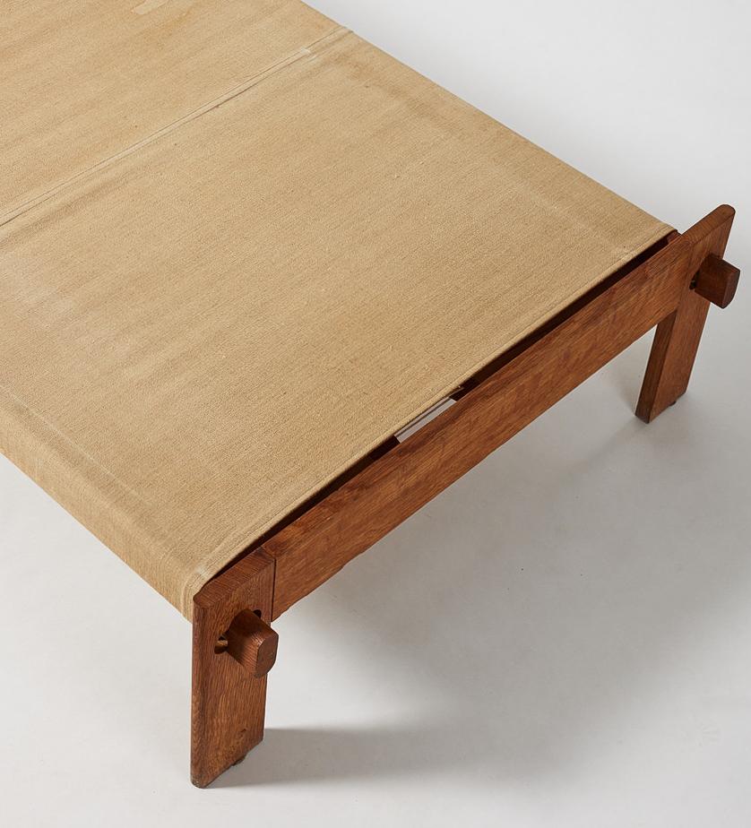 Mid-20th Century Danish Wooden Mid Century Daybed in Oak & Canvas by Tage Poulsen, 1950s