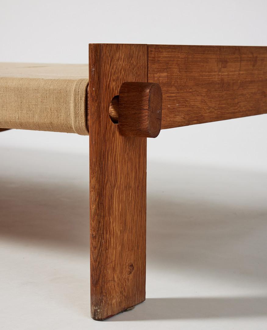 Leather Danish Wooden Mid Century Daybed in Oak & Canvas by Tage Poulsen, 1950s