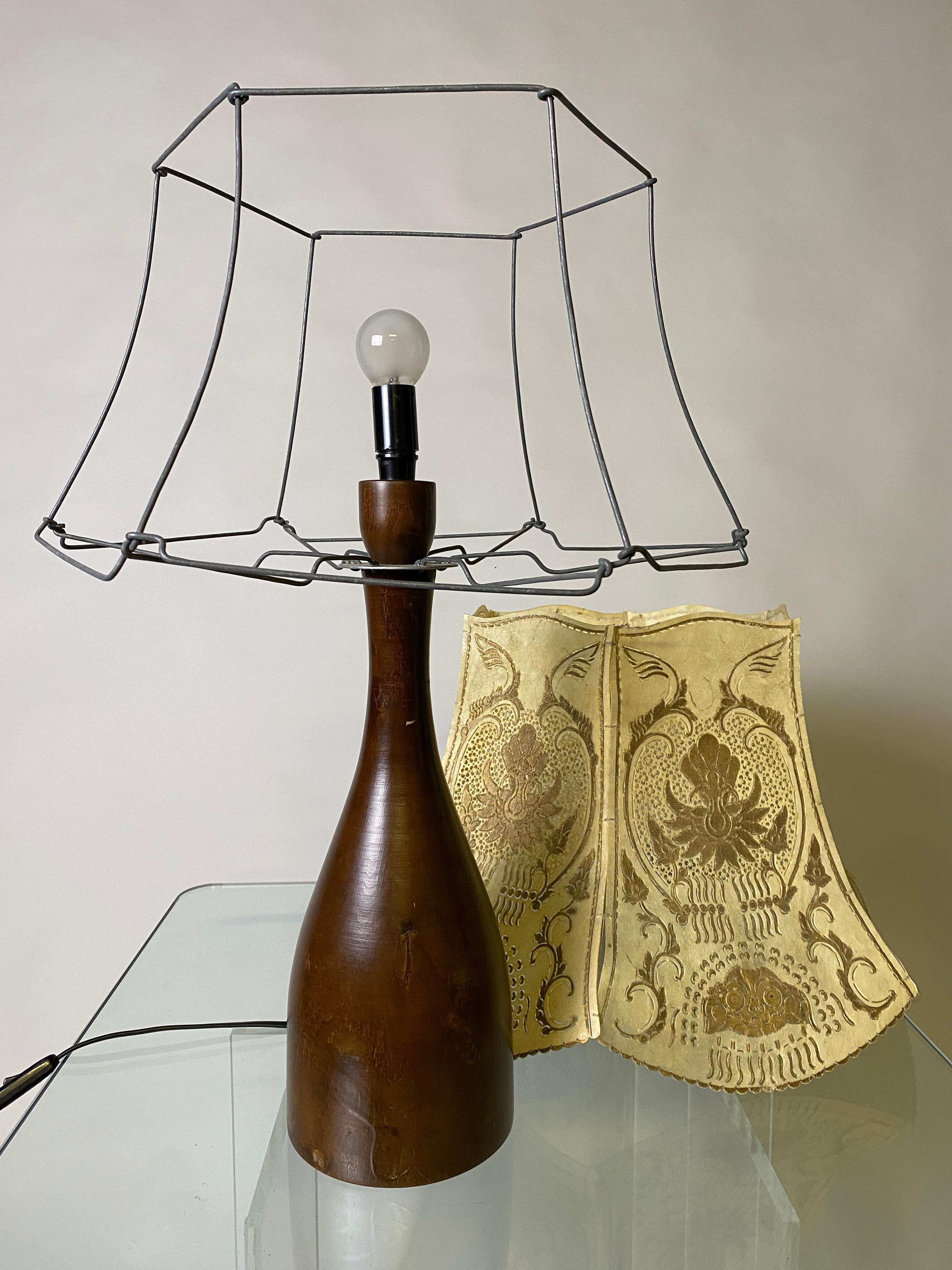 Danish Wooden Table Lamp with Gilded Hood For Sale 6