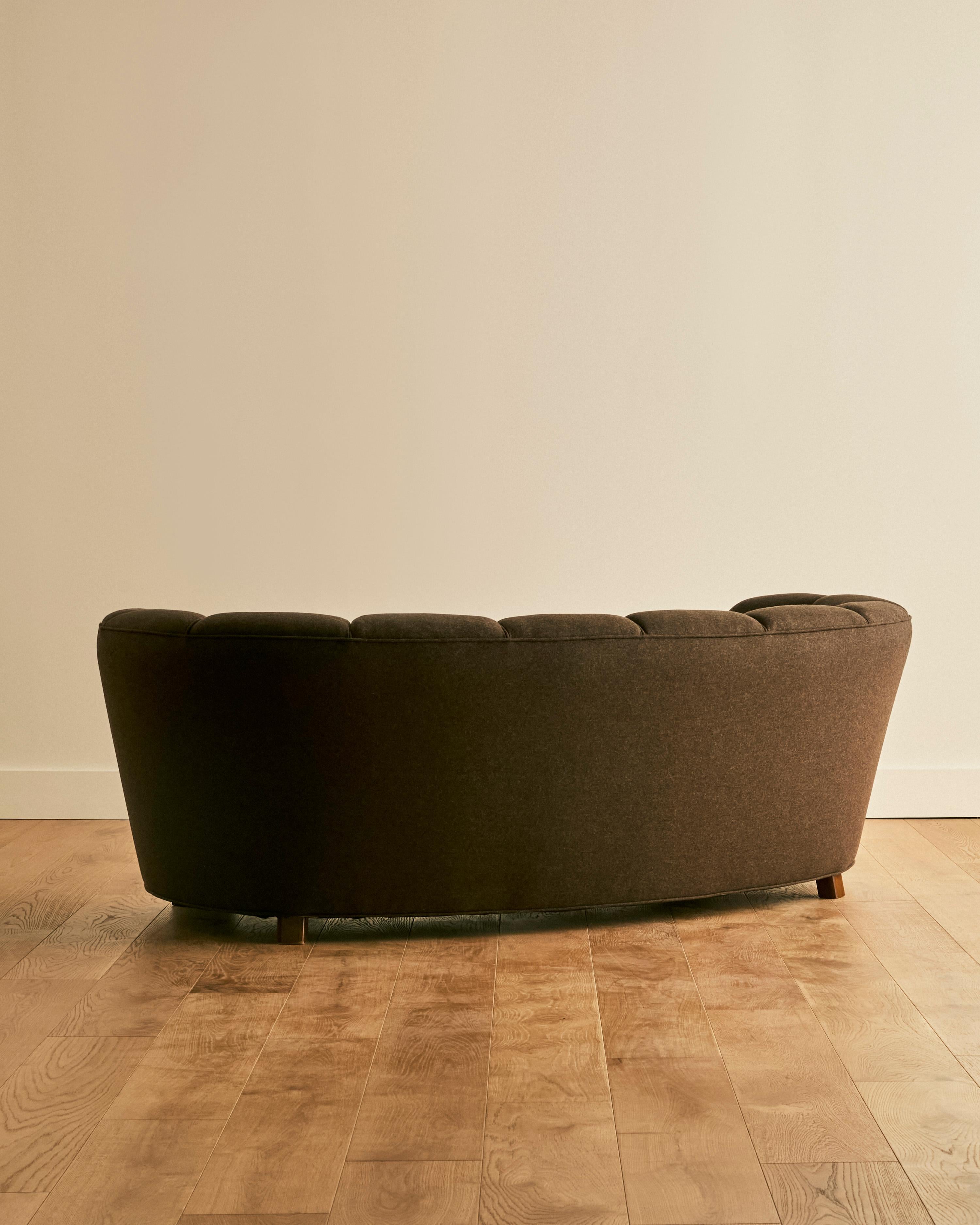 Danish Wool Banana Sofa In Good Condition For Sale In Long Island City, NY