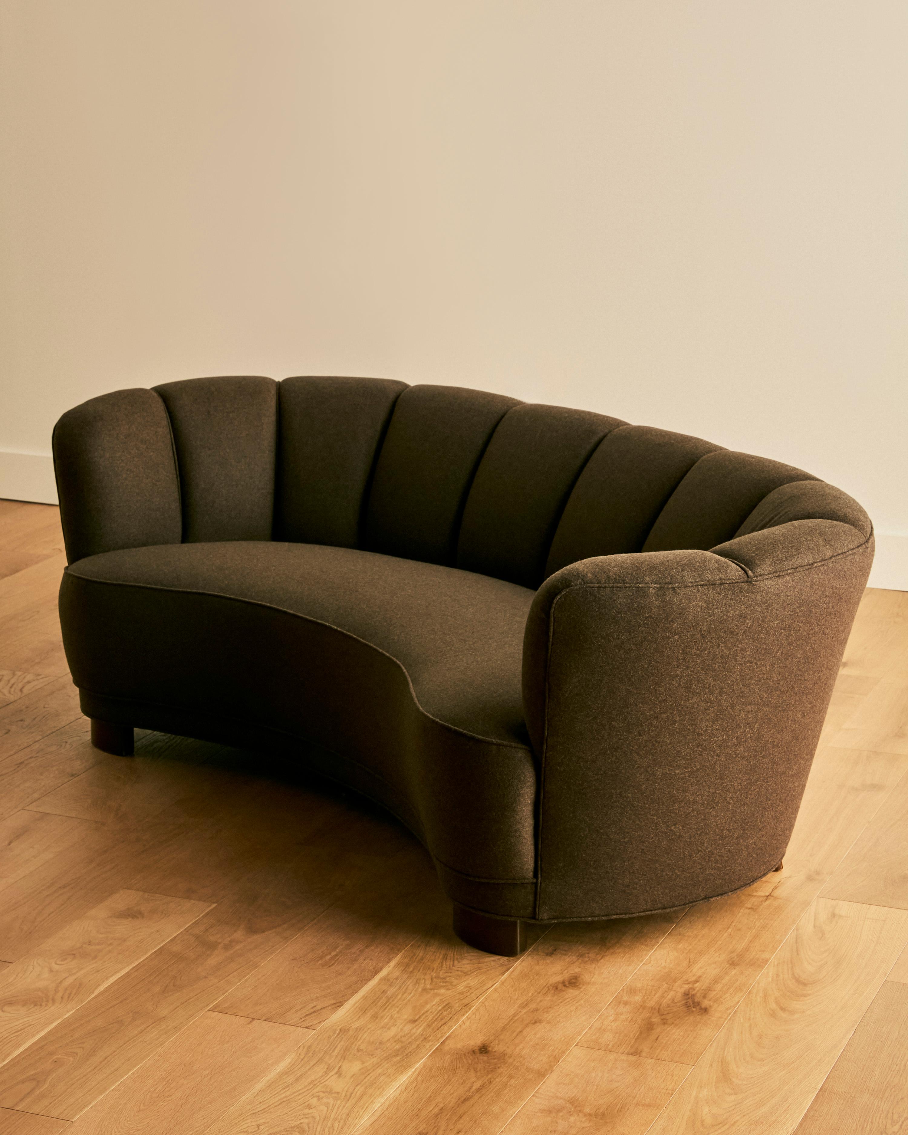 Mid-20th Century Danish Wool Banana Sofa For Sale