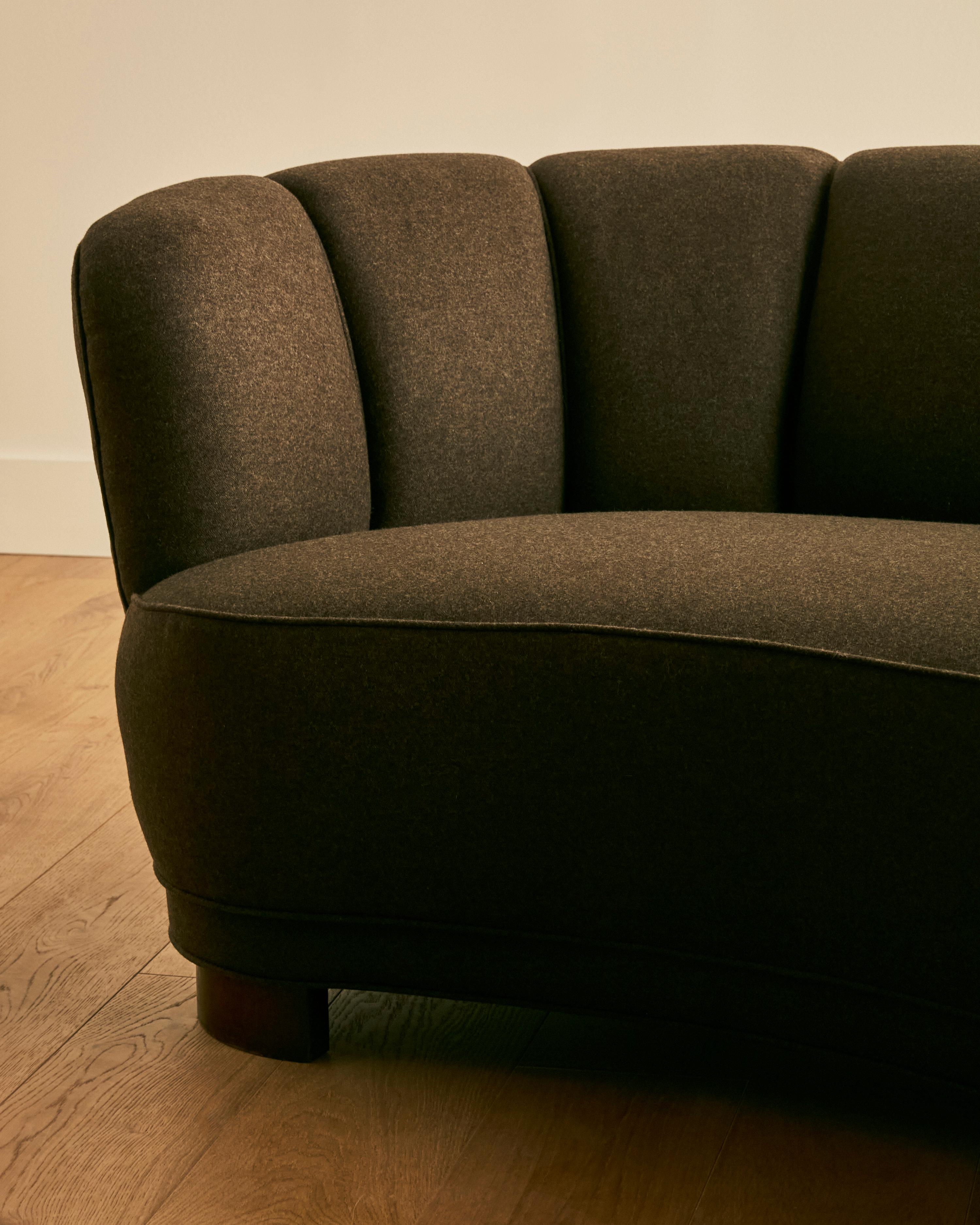 Danish Wool Banana Sofa For Sale 1