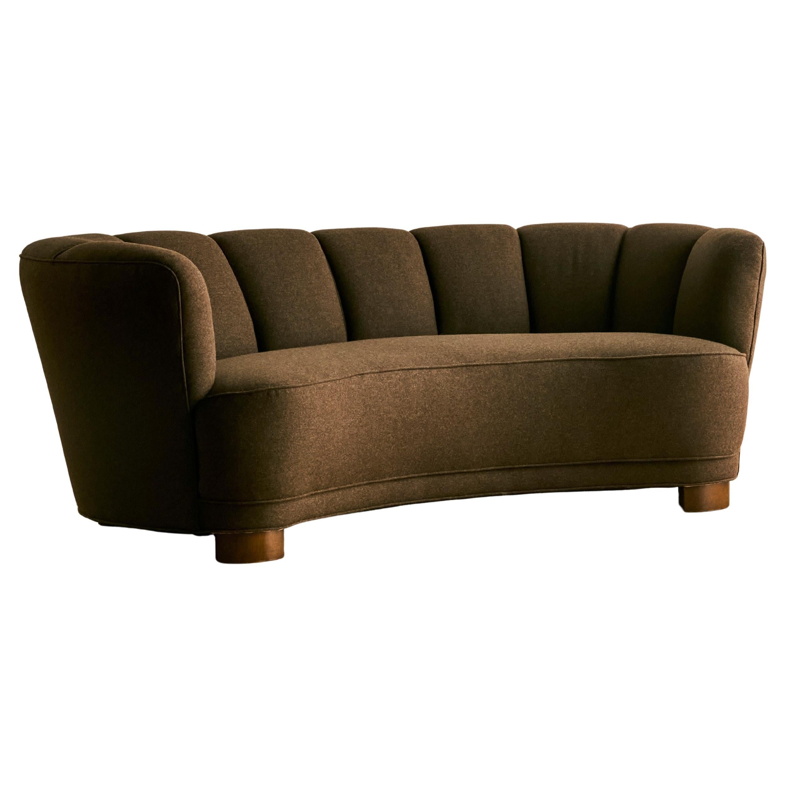Danish Wool Banana Sofa For Sale