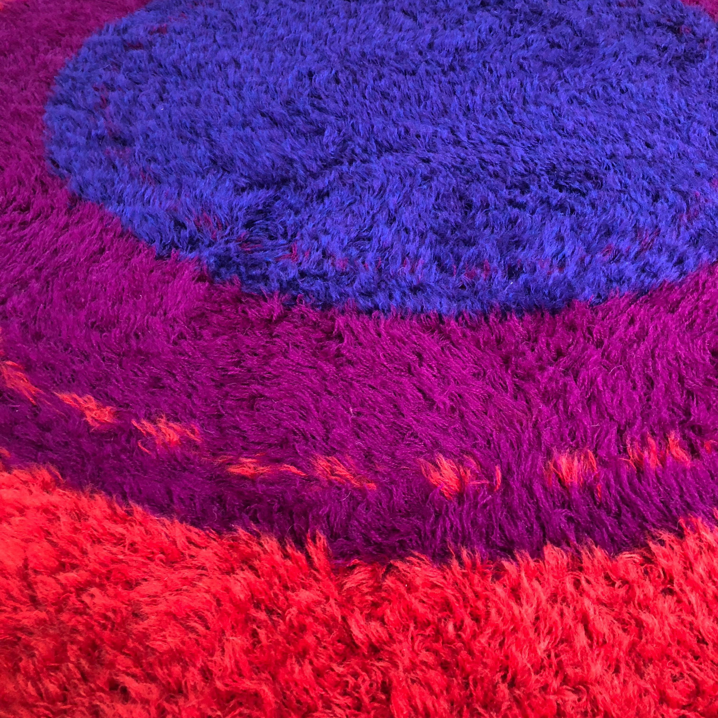 Mid-Century Modern Danish Wool Rya Rug Tapestry 