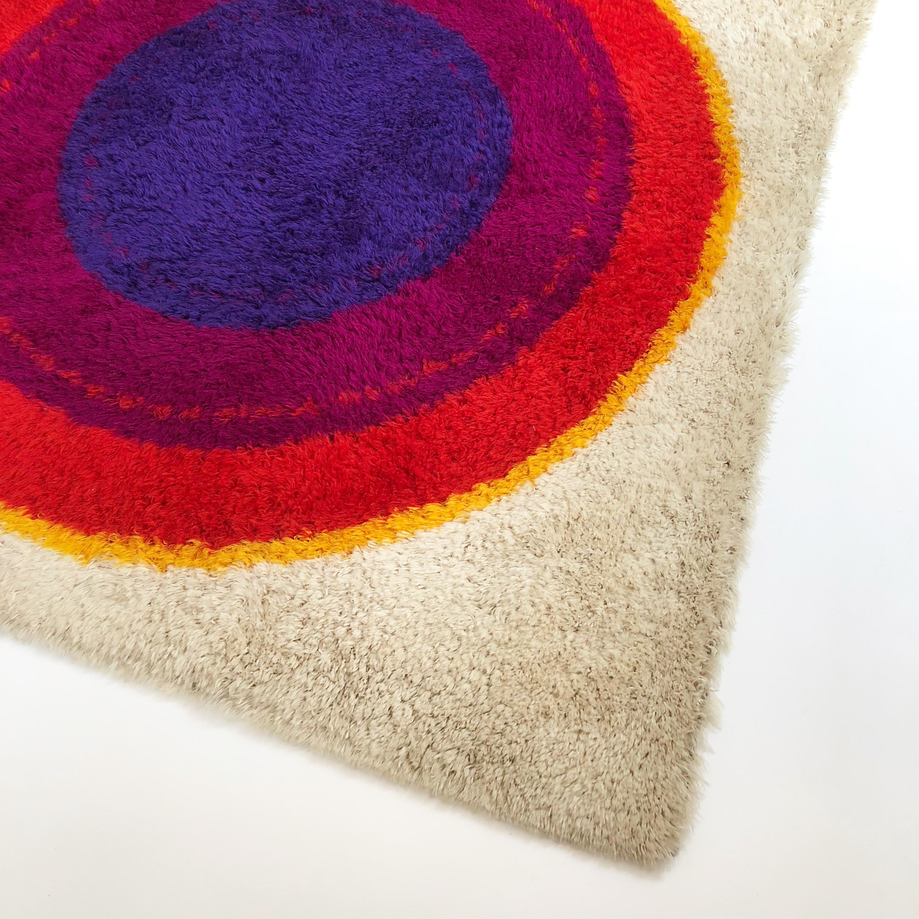 20th Century Danish Wool Rya Rug Tapestry 