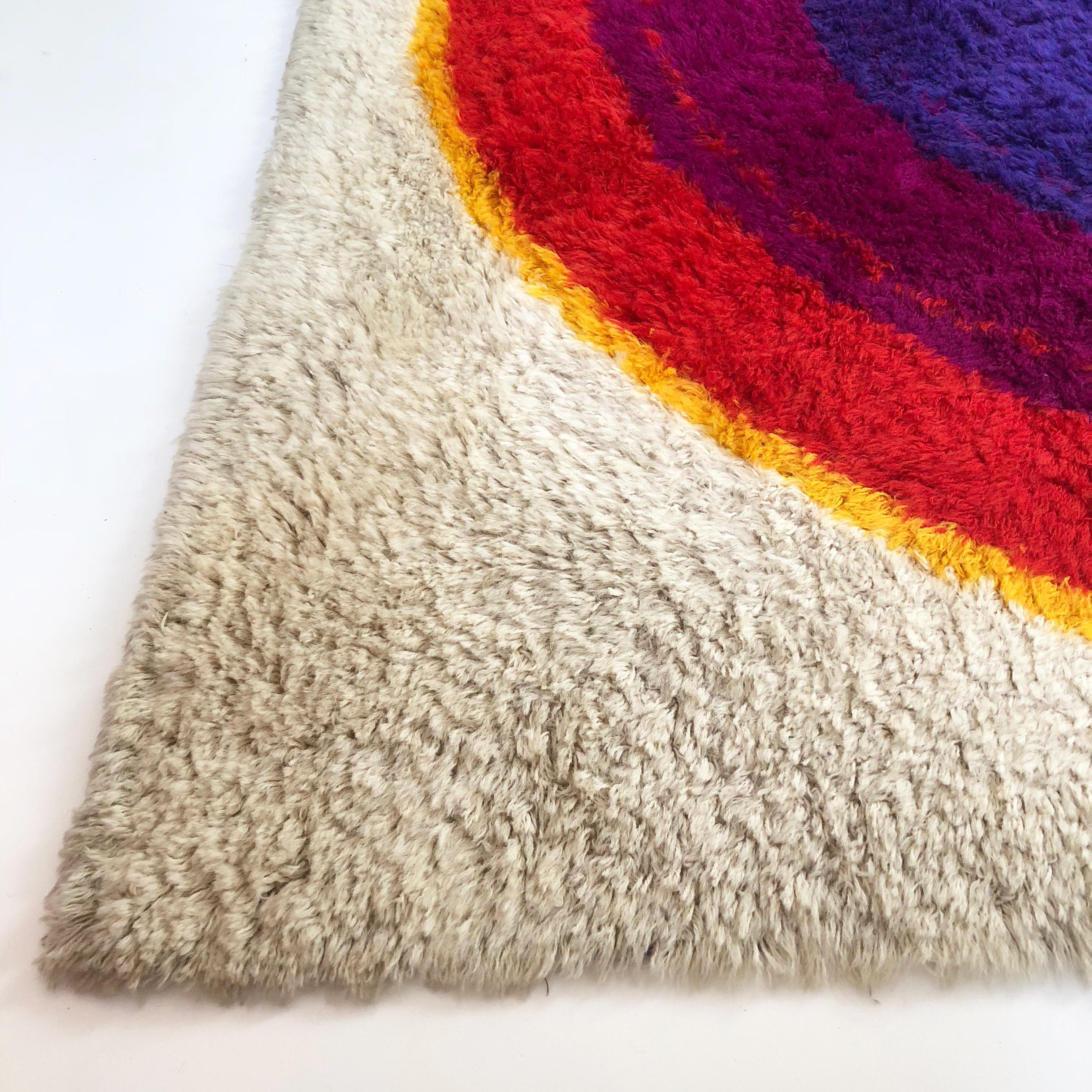 20th Century Danish Wool Rya Rug Tapestry 