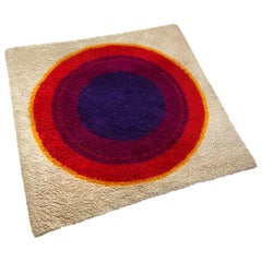 Danish Wool Rya Rug Tapestry "Ring" by Hojer Eksport Wilton, 1960s, Denmark